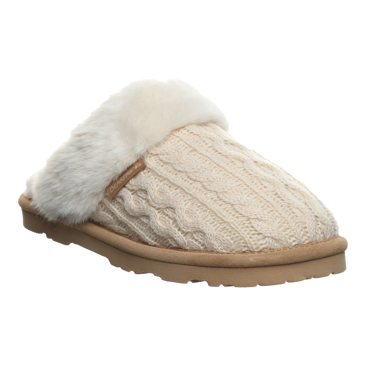 Bearpaw Rumie Cable Knit Women's Easy On/Off Slippers - Cream - angle main