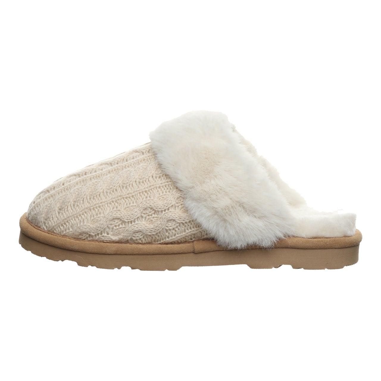 Bearpaw Rumie Cable Knit Women's Easy On/Off Slippers - Cream - side view