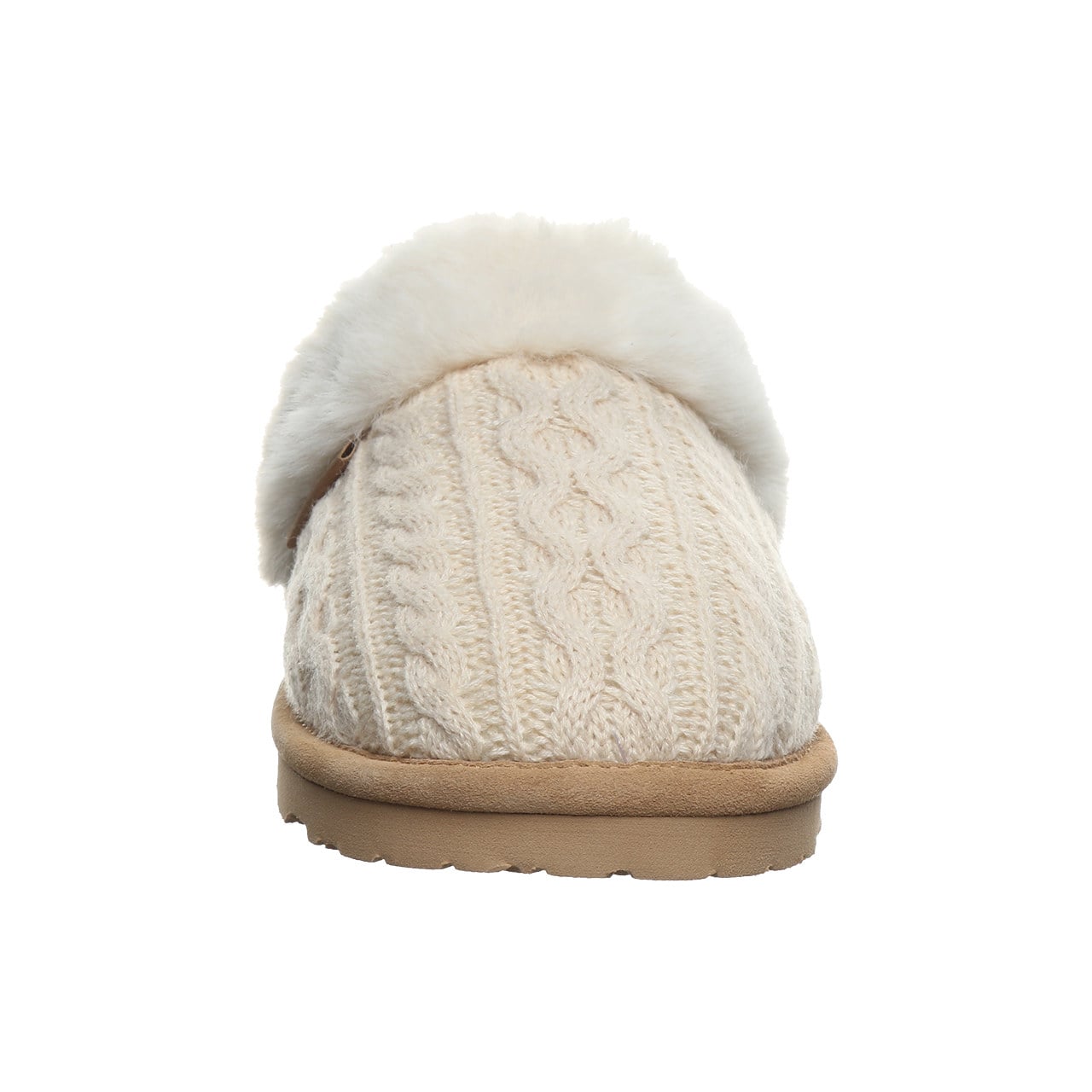 Bearpaw Rumie Cable Knit Women's Easy On/Off Slippers - Cream - front view