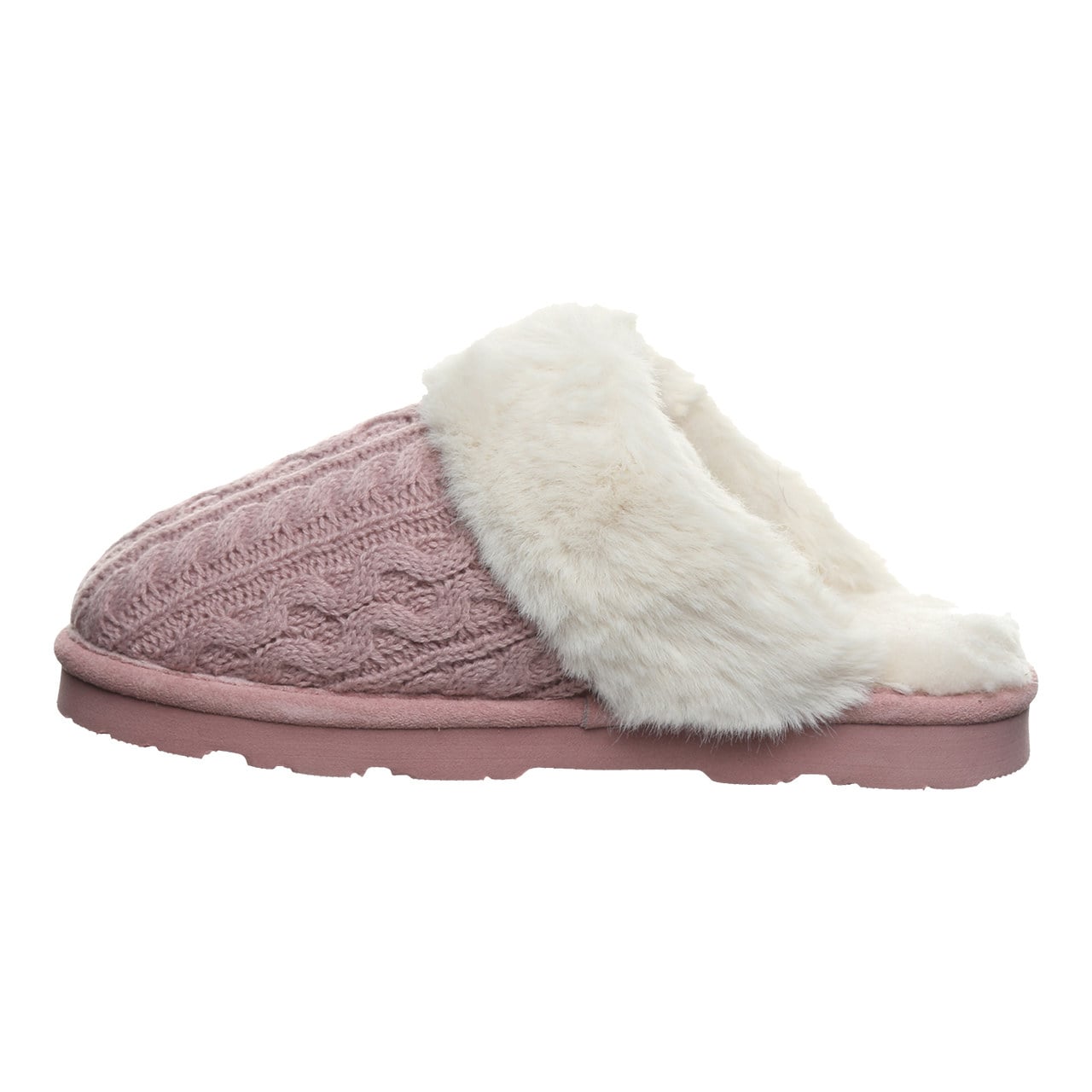 Bearpaw Rumie Cable Knit Women's Easy On/Off Slippers - Peony - side view