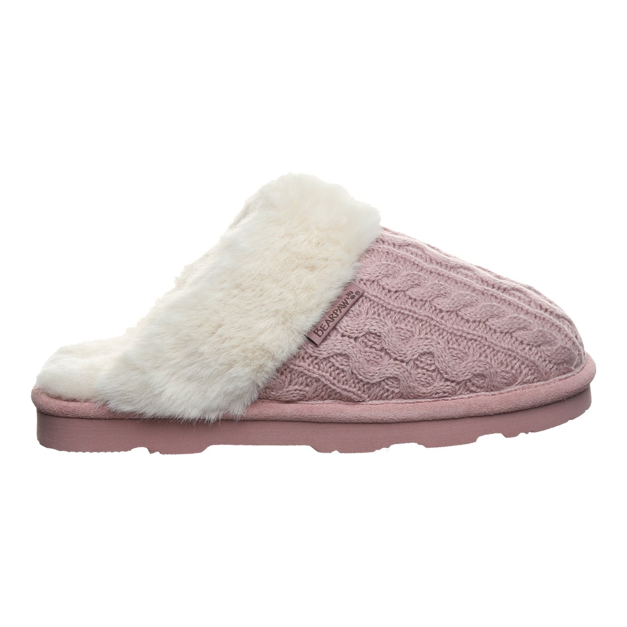 Bearpaw Rumie Cable Knit Women's Easy On/Off Slippers - Peony - side view 2