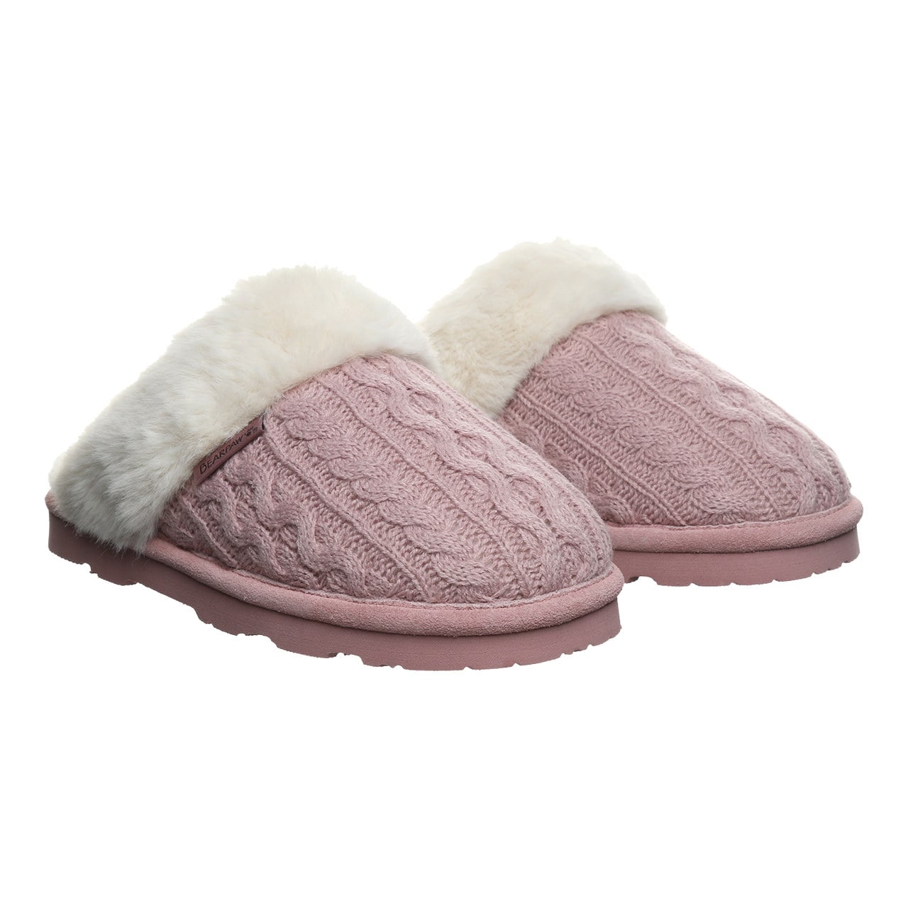 Bearpaw Rumie Cable Knit Women's Easy On/Off Slippers - Peony - pair view