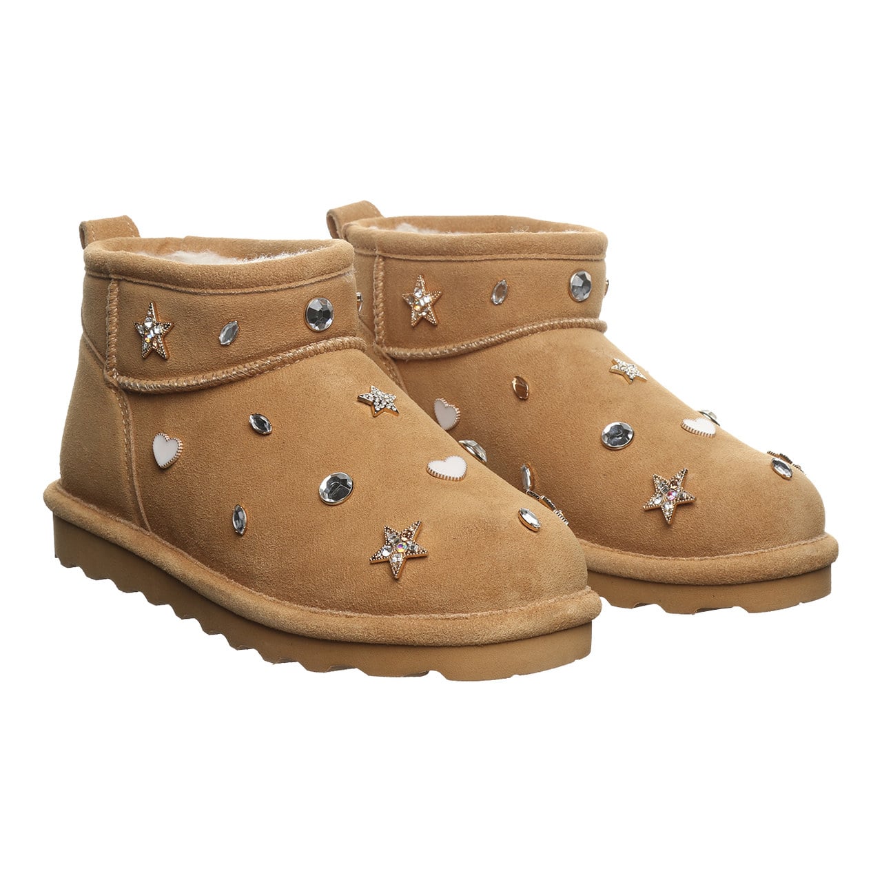 Bearpaw Shorty Nova Women's Pull-On Ankle Boots - Iced Coffee - pair view