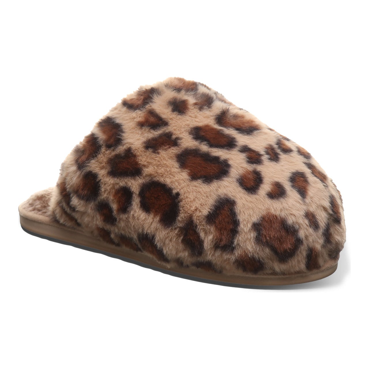 Bearpaw Silkie Women's Plush Faux Fur Slippers - Leopard - side view