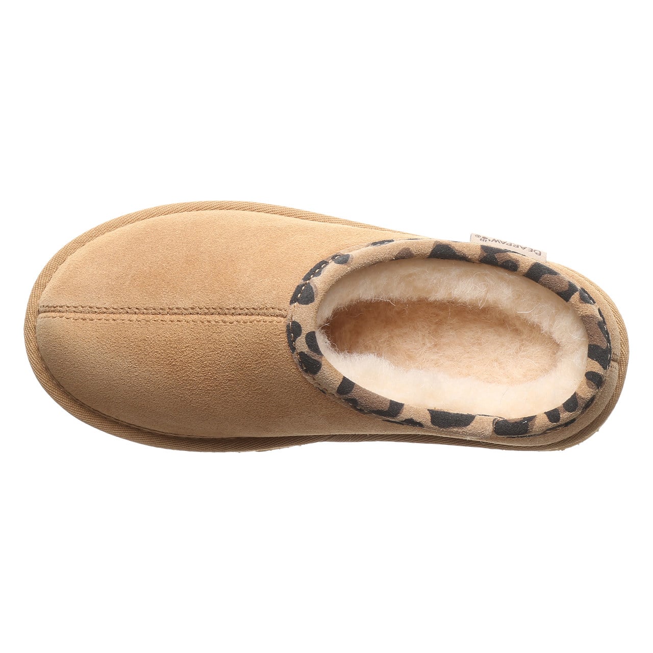 Bearpaw Tabitha Youth Kid's Indoor/outdoor Slippers - Iced Coffee/leopard Trim - top view