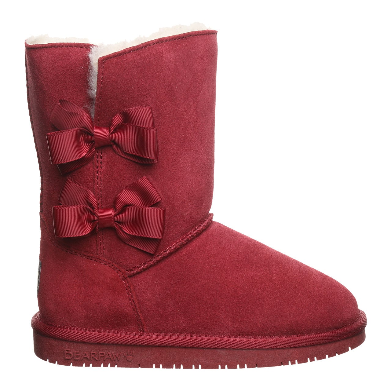 Bearpaw Zaria Youth Pull-On Boots - Cranberry - side view 2