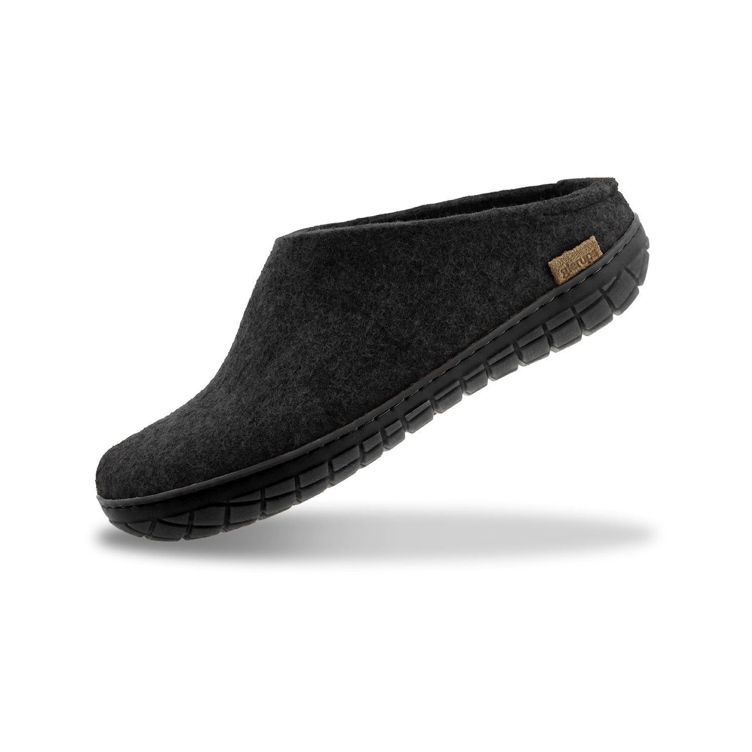 Glerups Wool Open Heel Unisex Slipper / Slip-on Clog - Rubber Sole - Model BR -  Charcoal/Black