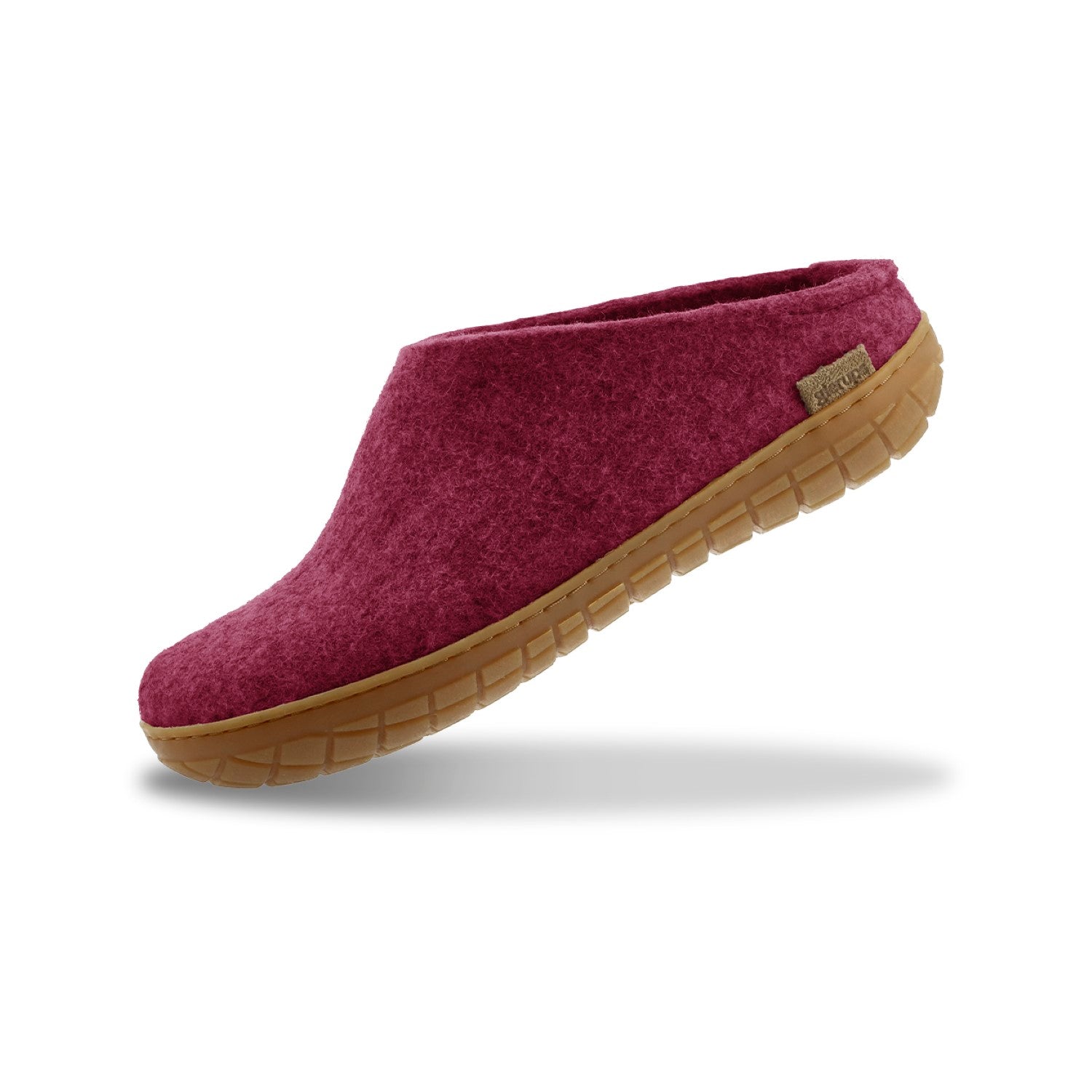 Glerups Wool Open Heel Unisex Slipper / Slip-on Clog - Rubber Sole - Model BR -  Cranberry/Honey
