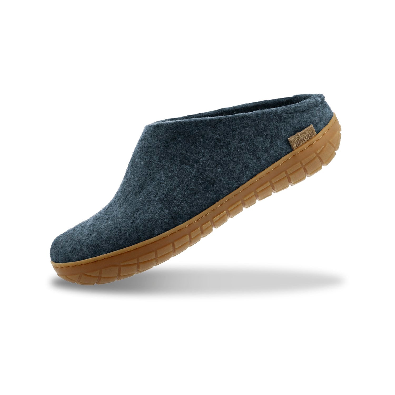 Glerups Wool Open Heel Unisex Slipper / Slip-on Clog - Rubber Sole - Model BR - Denim/Honey