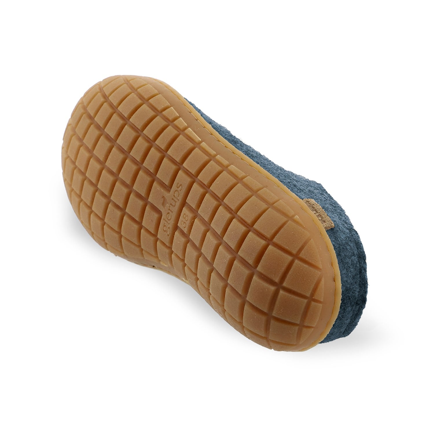 Glerups Wool Open Heel Unisex Slipper / Slip-on Clog - Rubber Sole - Model BR - Denim/Honey