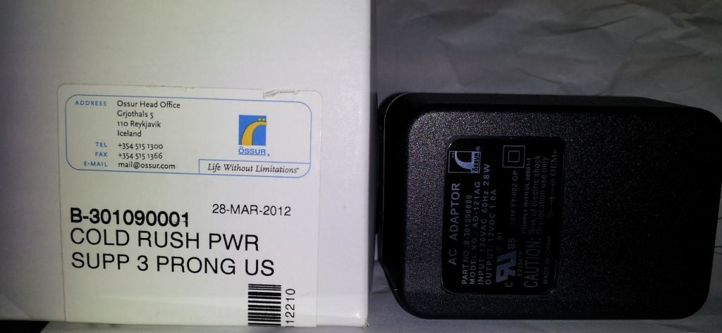 Ossur Cold Rush Replacement Power Cord