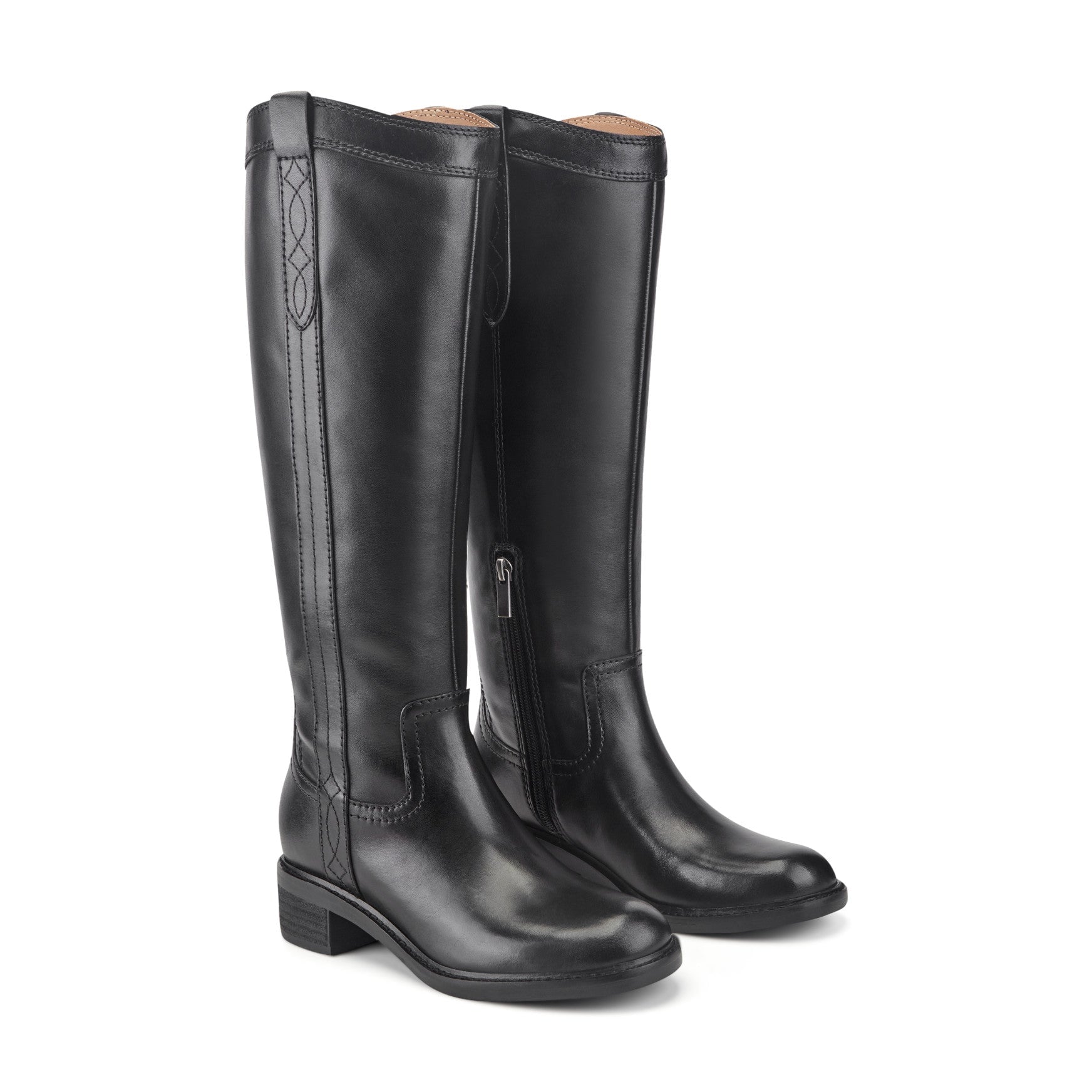 Earth Derran Women's Arch Support Leather Riding Boots - Black Leather - View 2