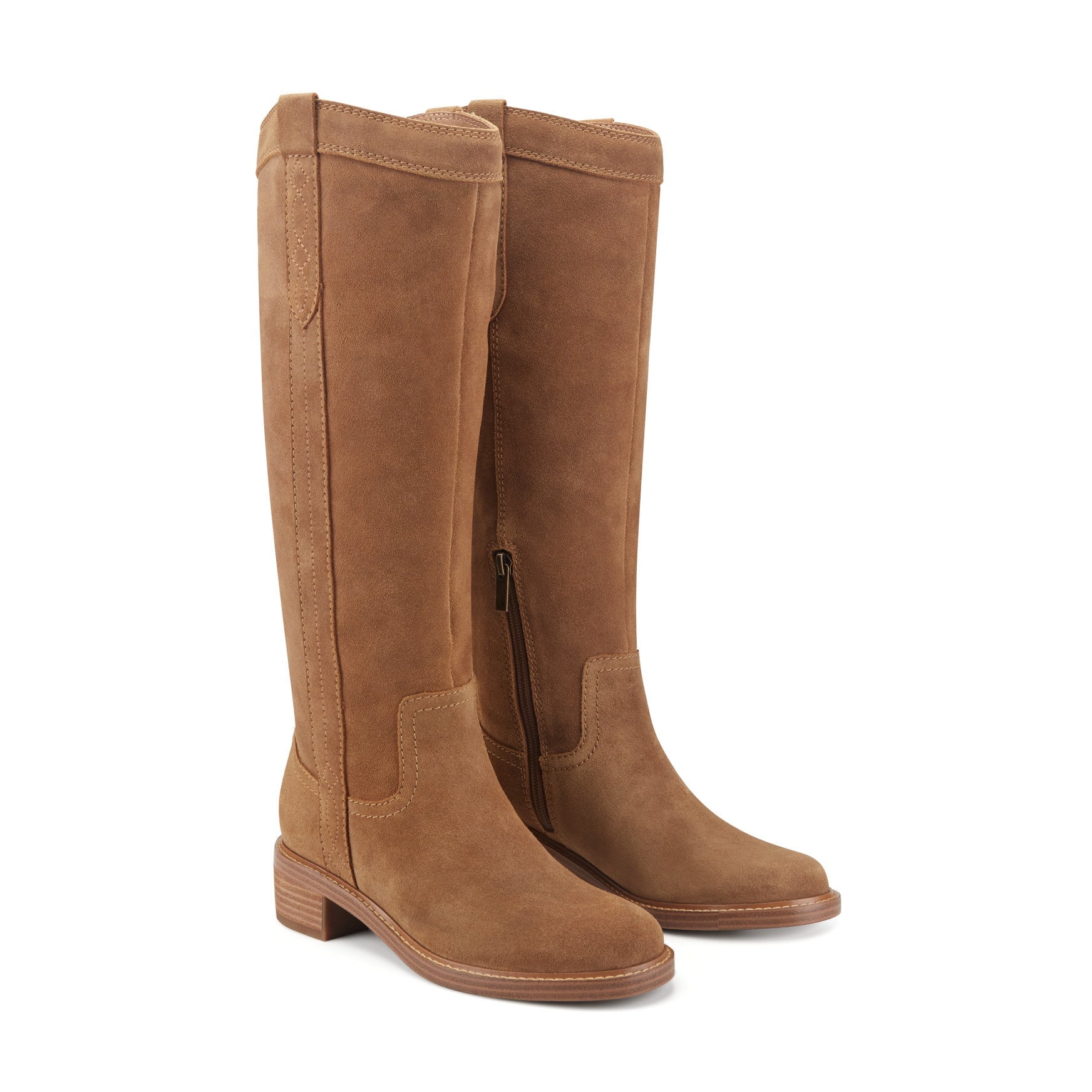 Earth Derran Women's Arch Support Riding Boots - Medium Natural Suede - View 2