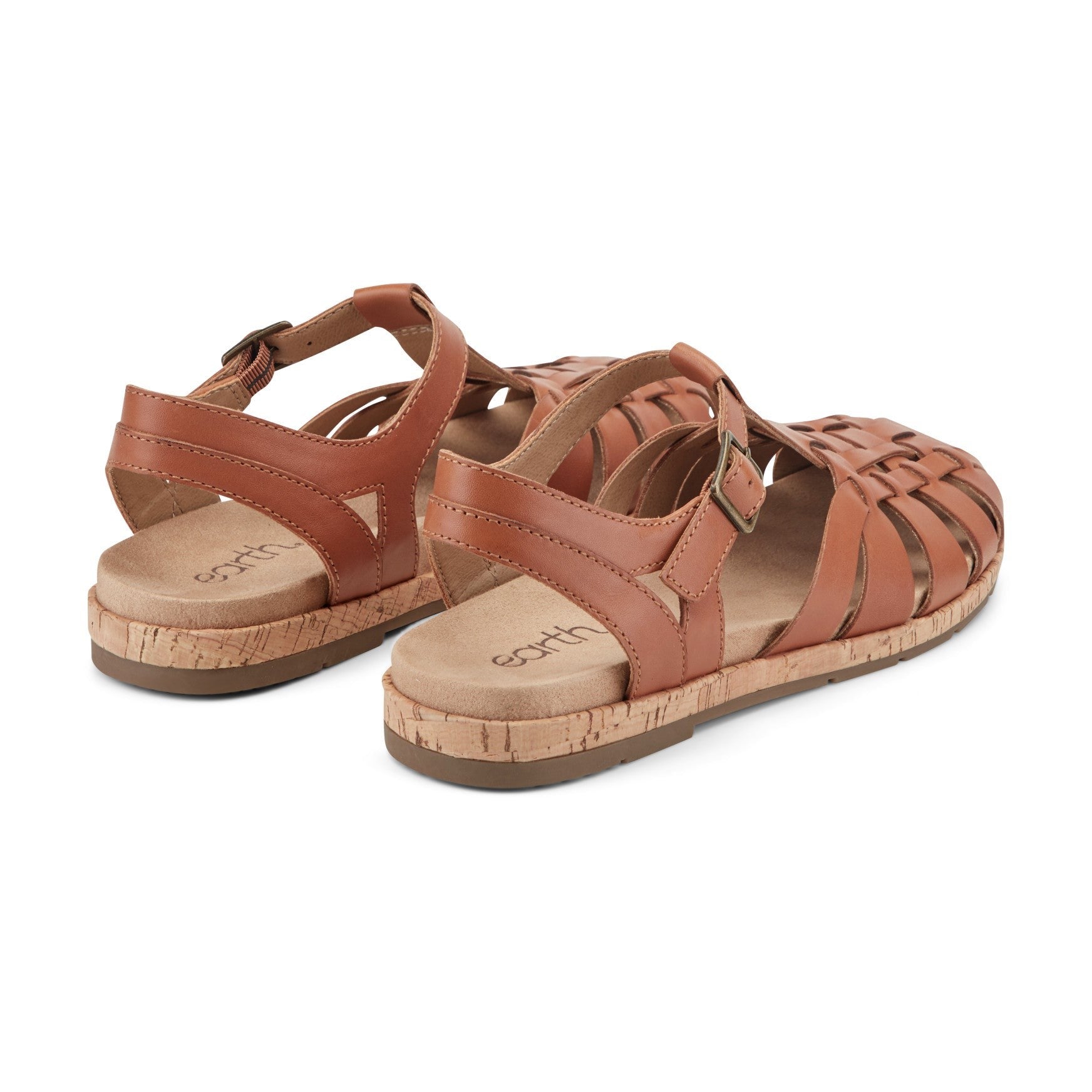 Earth Alazia Cushioned Arch Support Fisherman Sandal Women's - Dark Natural Leather - 4
