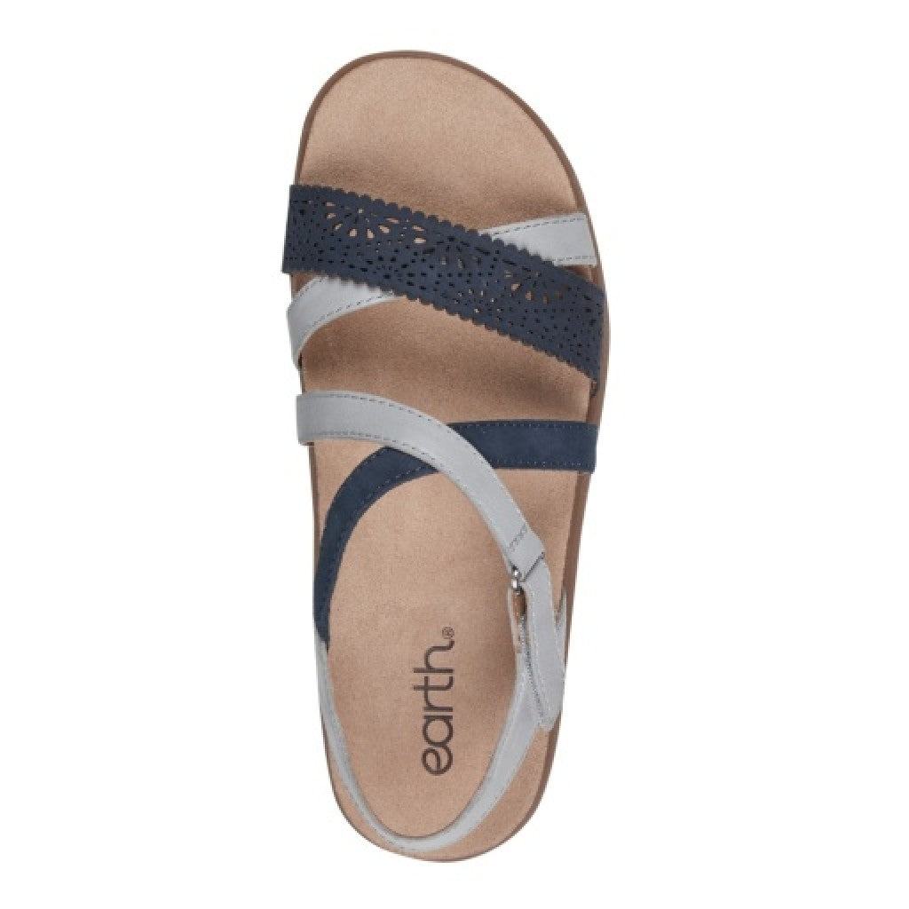 Earth Athena Strappy Sandal Cushioned Support Women's Casual Sandal - Dark Blue - 5