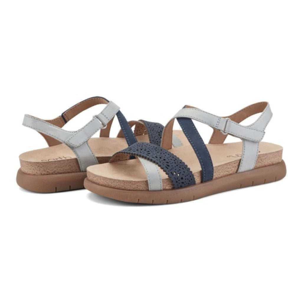 Earth Athena Strappy Sandal Cushioned Support Women's Casual Sandal - Dark Blue - 6
