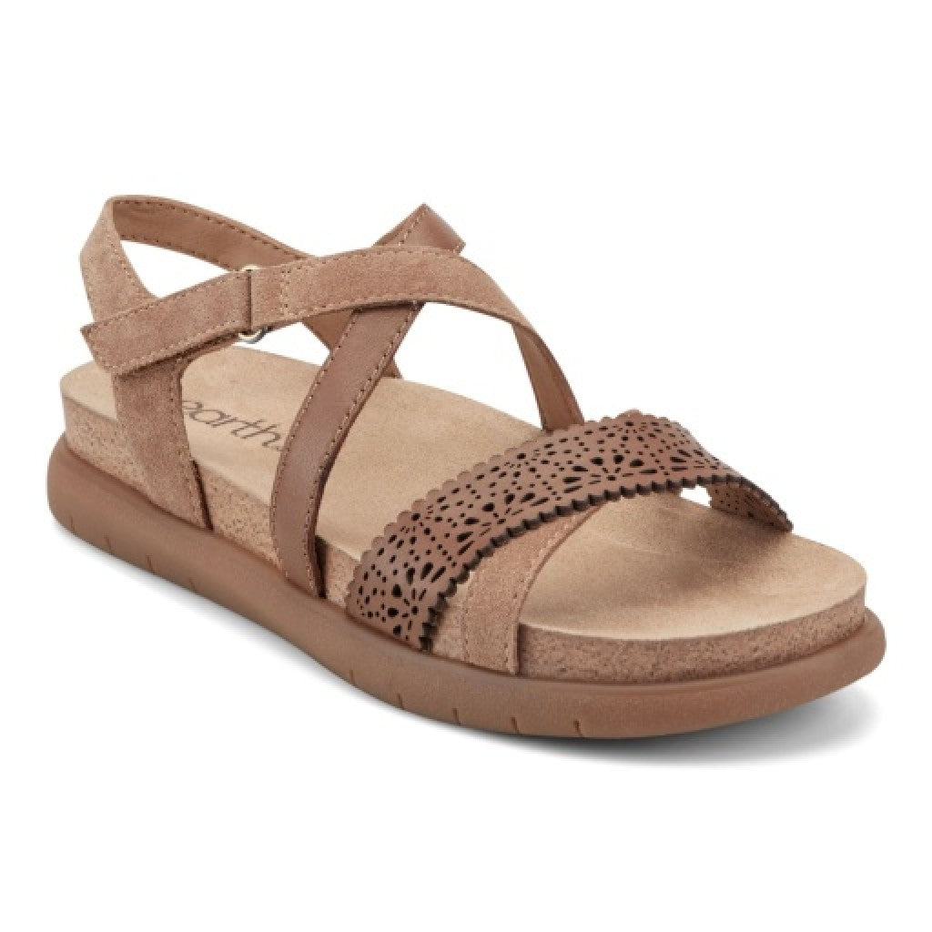 Earth Athena Strappy Sandal Cushioned Support Women's Casual Sandal - Medium Brown - 1
