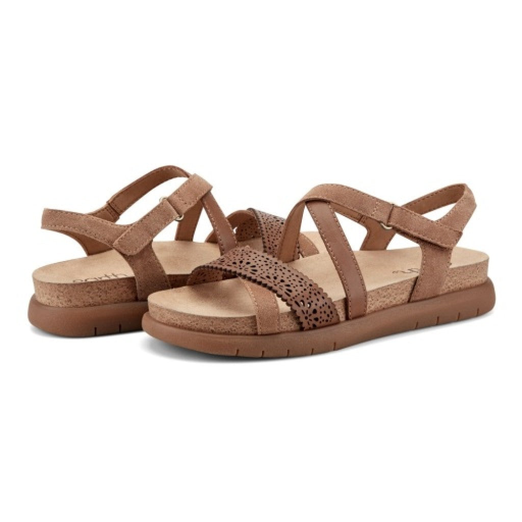 Earth Athena Strappy Sandal Cushioned Support Women's Casual Sandal - Medium Brown - 6