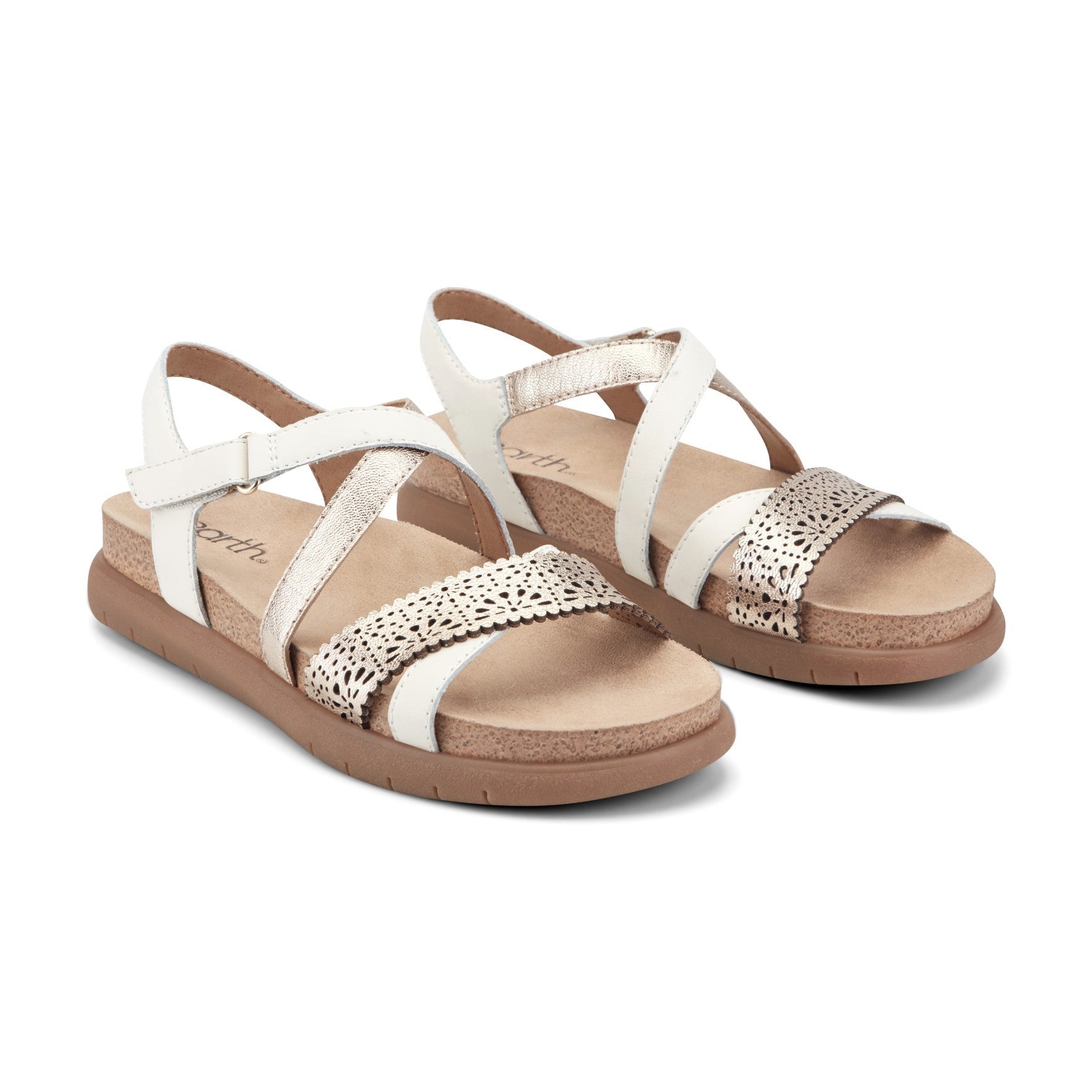 Earth Athena Strappy Sandal Cushioned Support Women's Casual Sandal - Rose Gold/cream Leather - 2