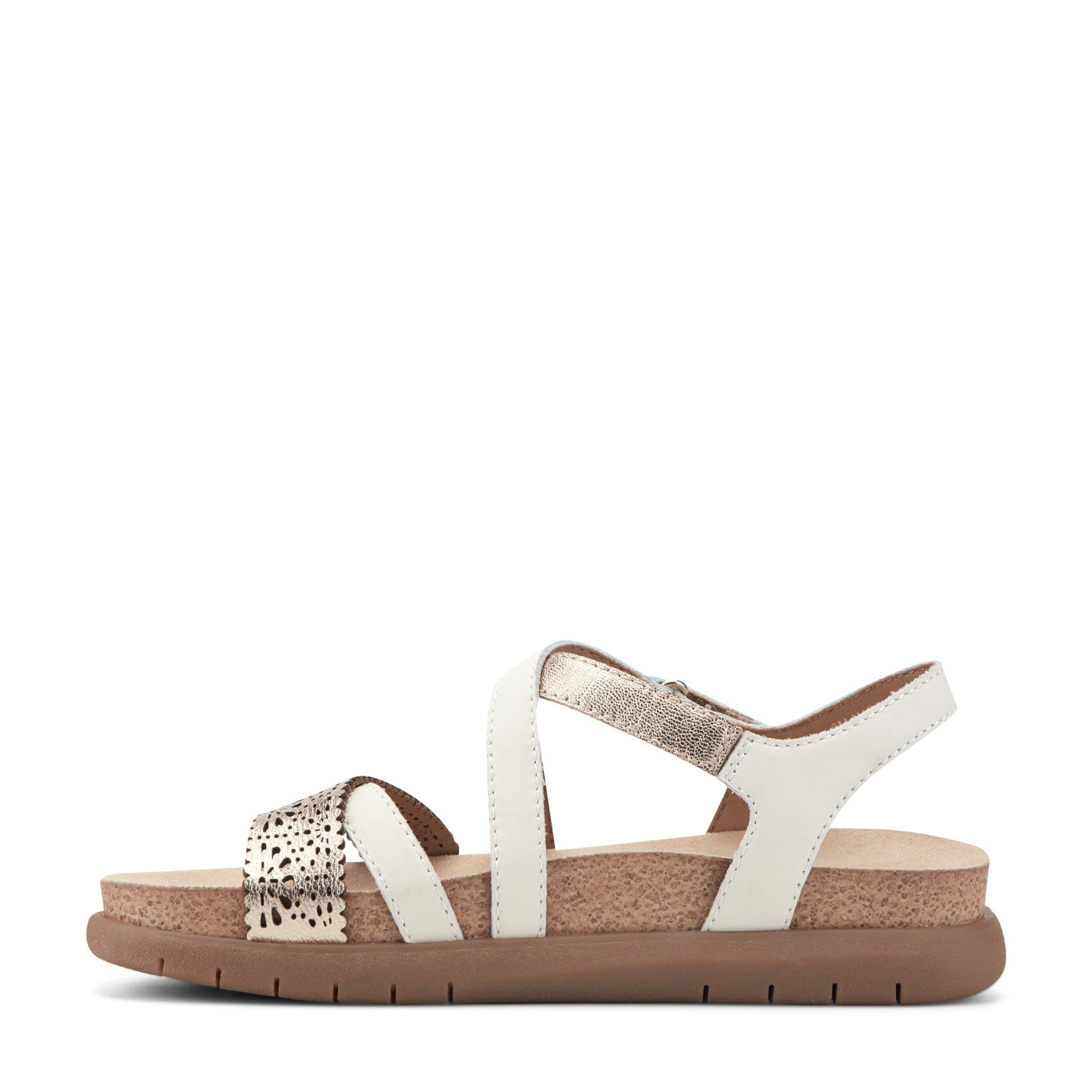 Earth Athena Strappy Sandal Cushioned Support Women's Casual Sandal - Rose Gold/cream Leather - 4