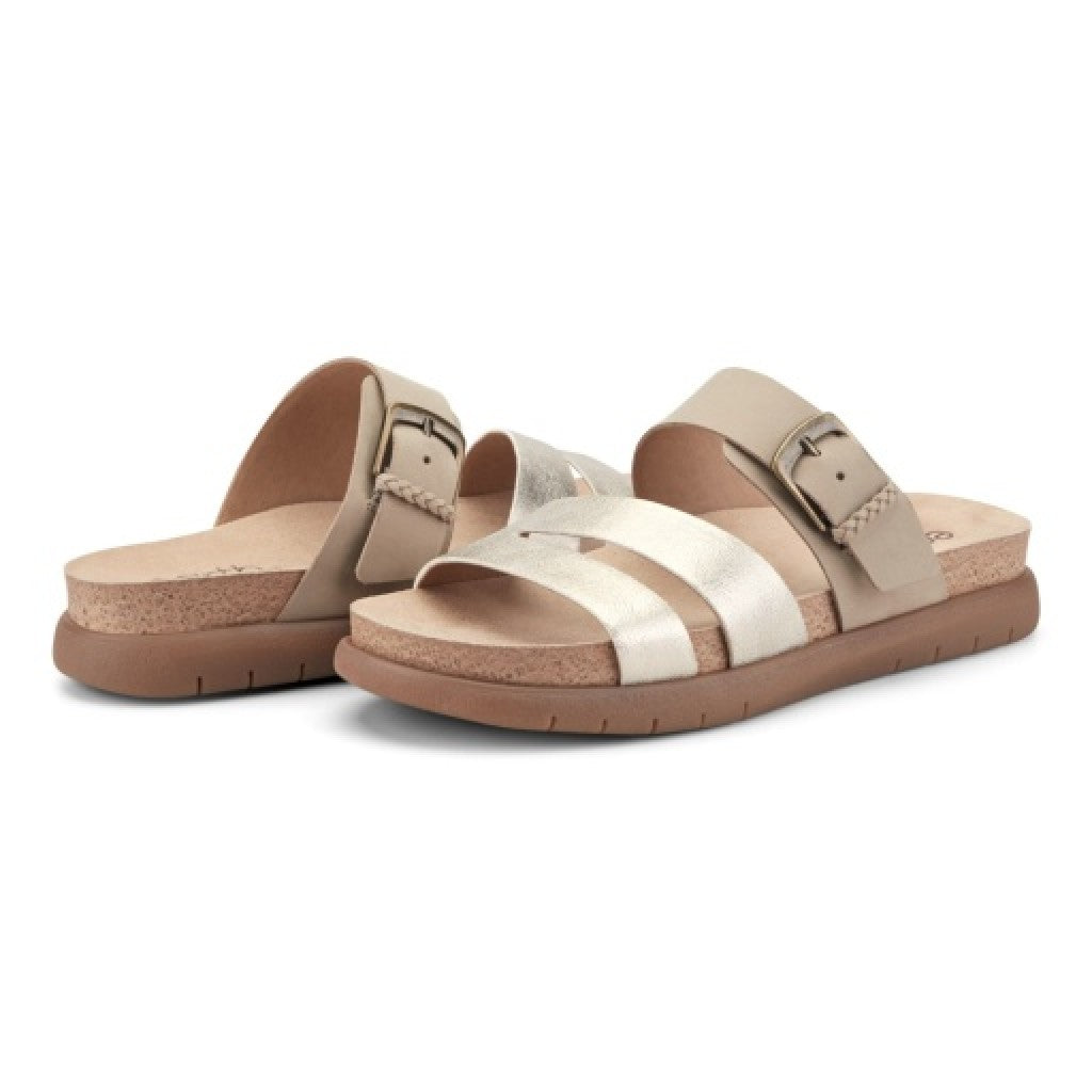 Earth Ayden Strappy Slip-on Sandal Cushioned Arch Support Women's Casual Sandal - Taupe - 6