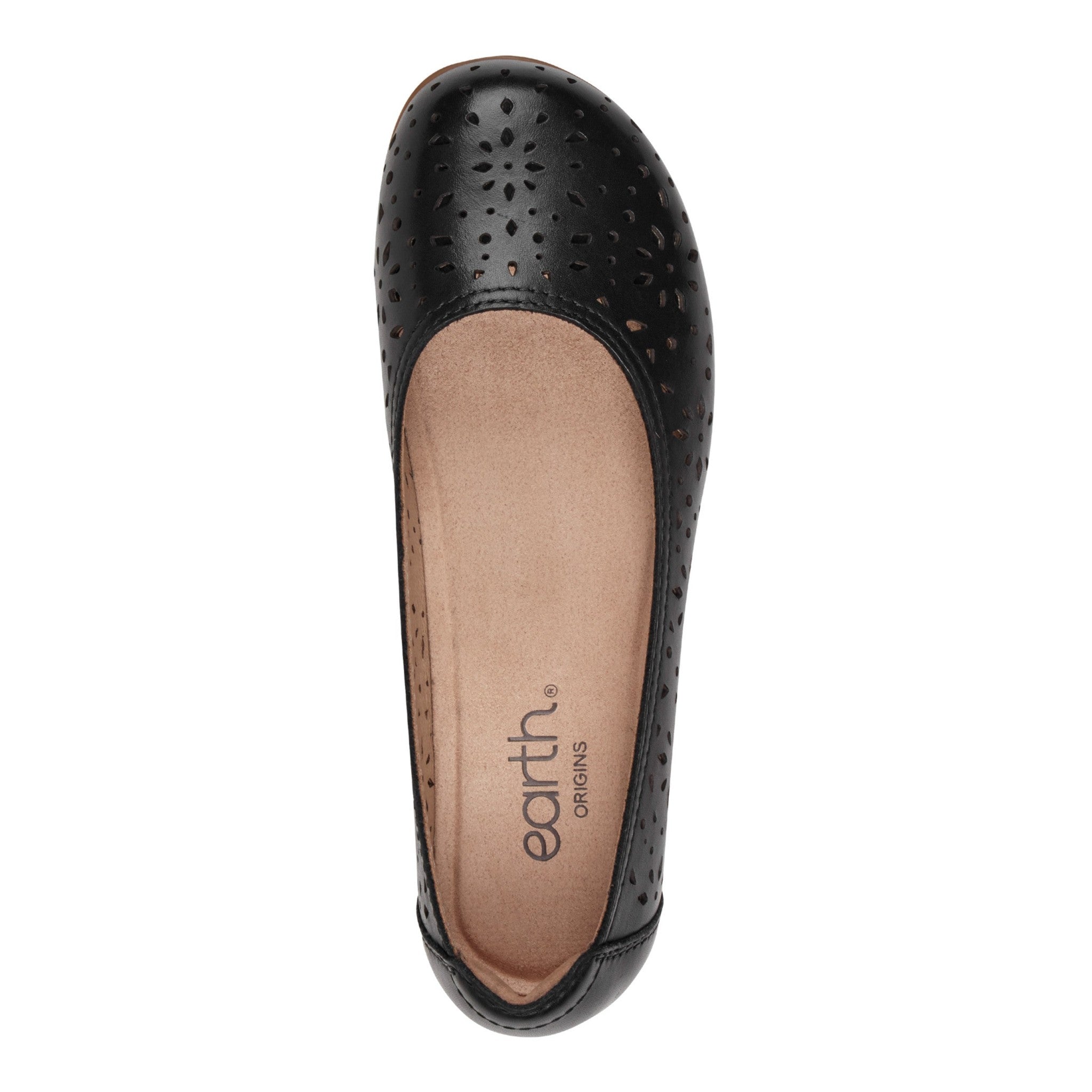 Earth Bentlee Leather Ballet Casual Cushioned Arch Support Women's Flats - Black Leather - 5
