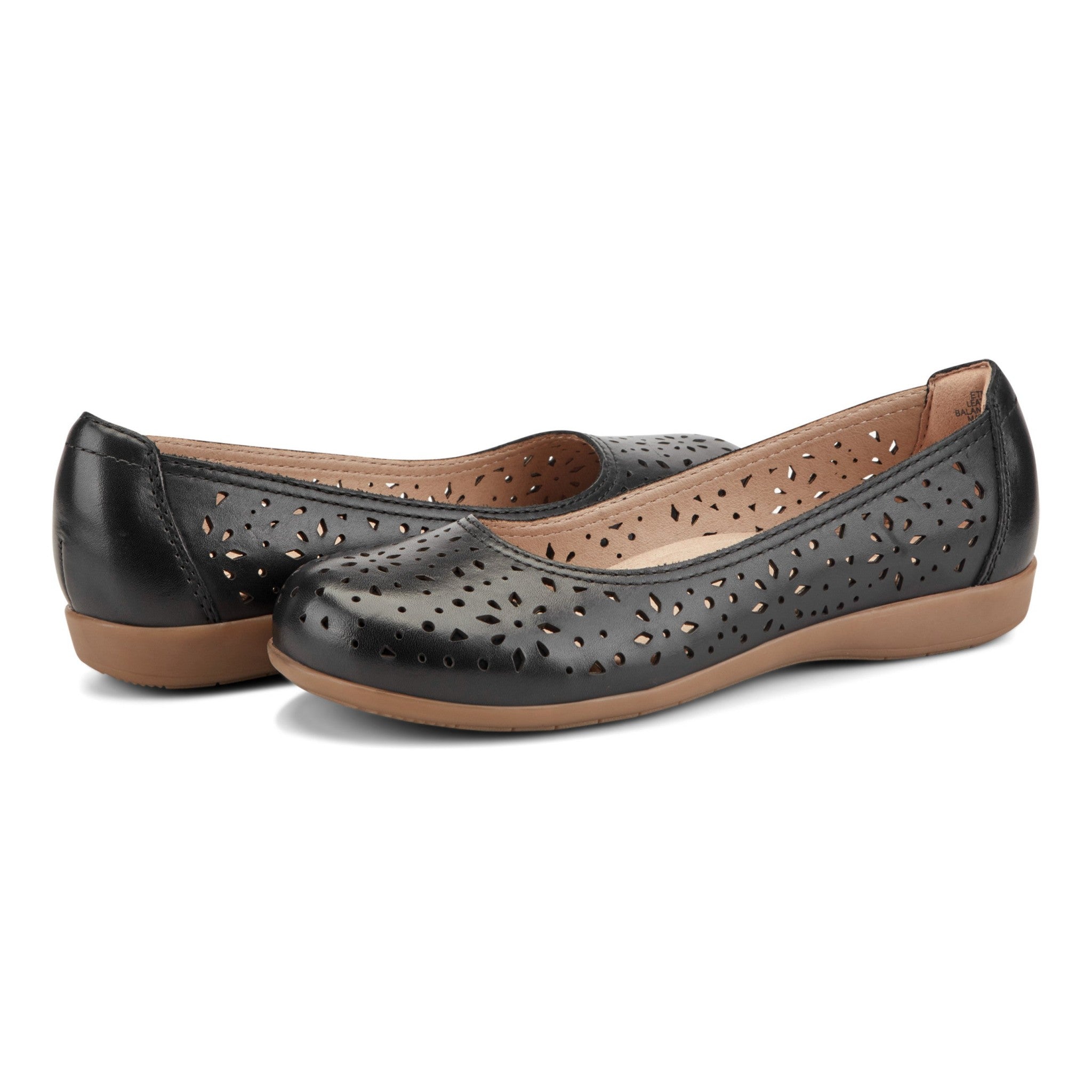 Earth Bentlee Leather Ballet Casual Cushioned Arch Support Women's Flats - Black Leather - 7