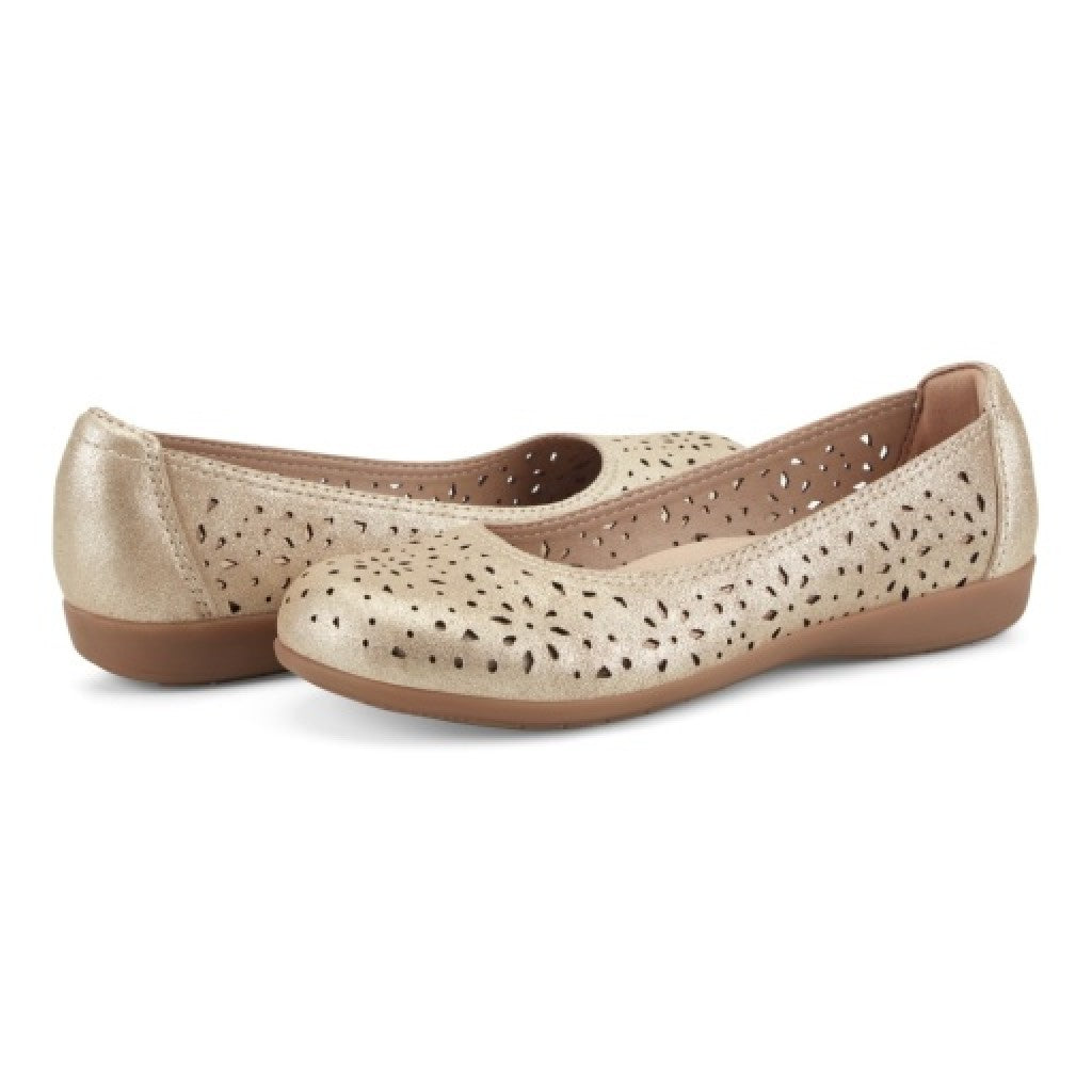Earth Bentlee Leather Ballet Casual Cushioned Arch Support Women's Flats - Gold - 7