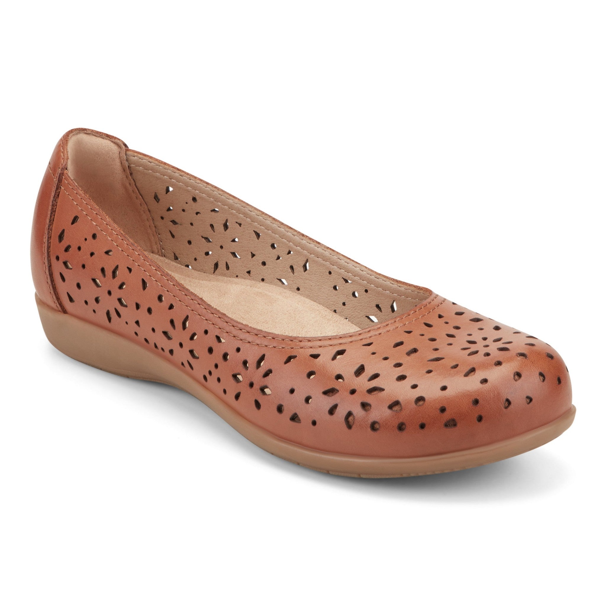 Earth Bentlee Leather Ballet Casual Cushioned Arch Support Women's Flats - Light Brown Leather - 2
