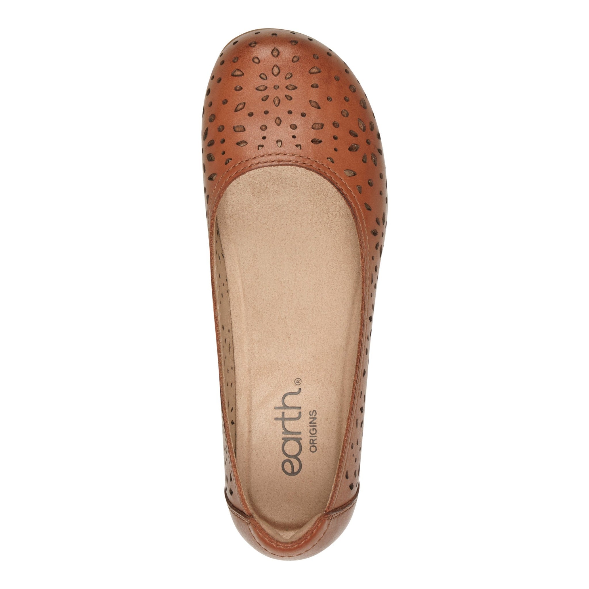 Earth Bentlee Leather Ballet Casual Cushioned Arch Support Women's Flats - Light Brown Leather - 5