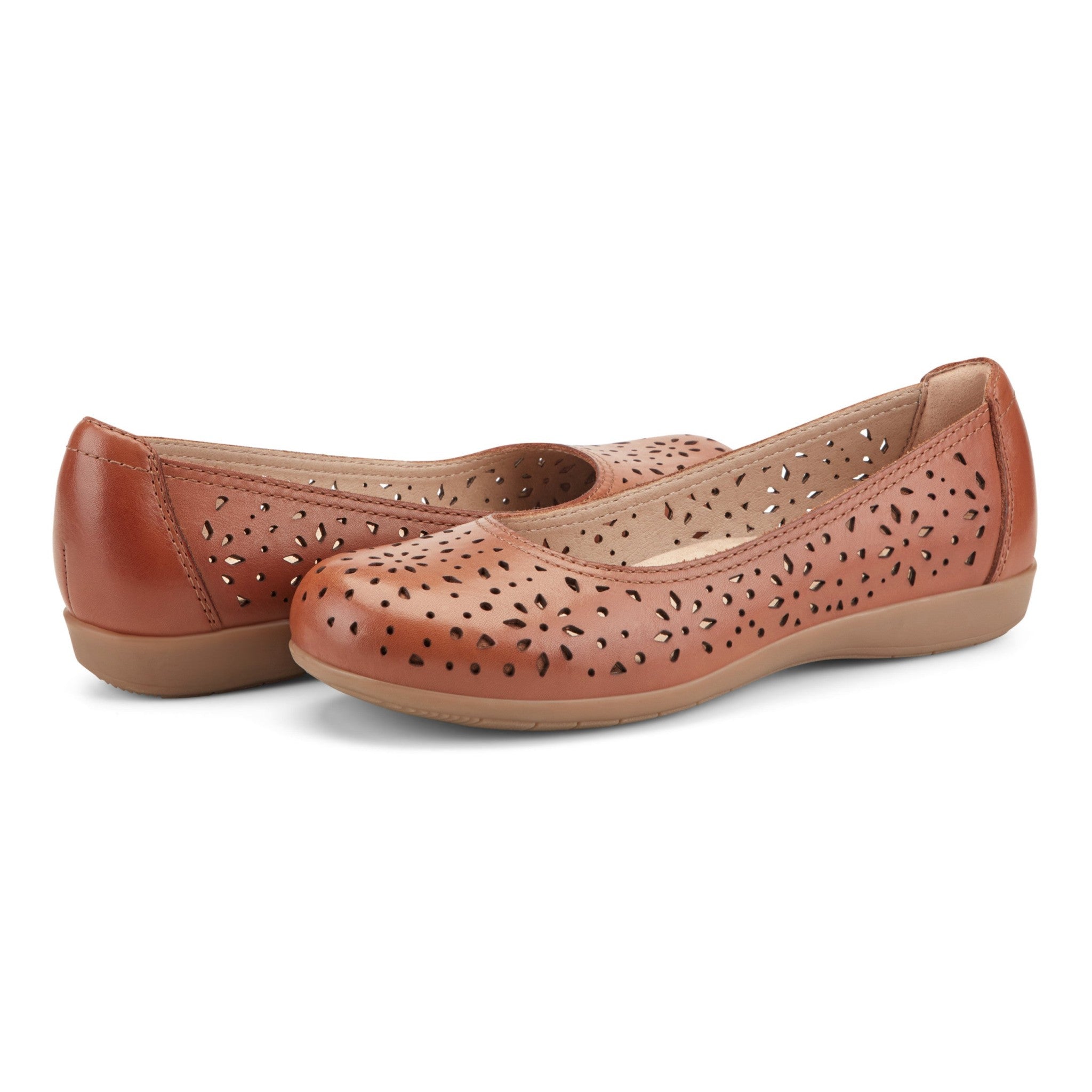 Earth Bentlee Leather Ballet Casual Cushioned Arch Support Women's Flats - Light Brown Leather - 7