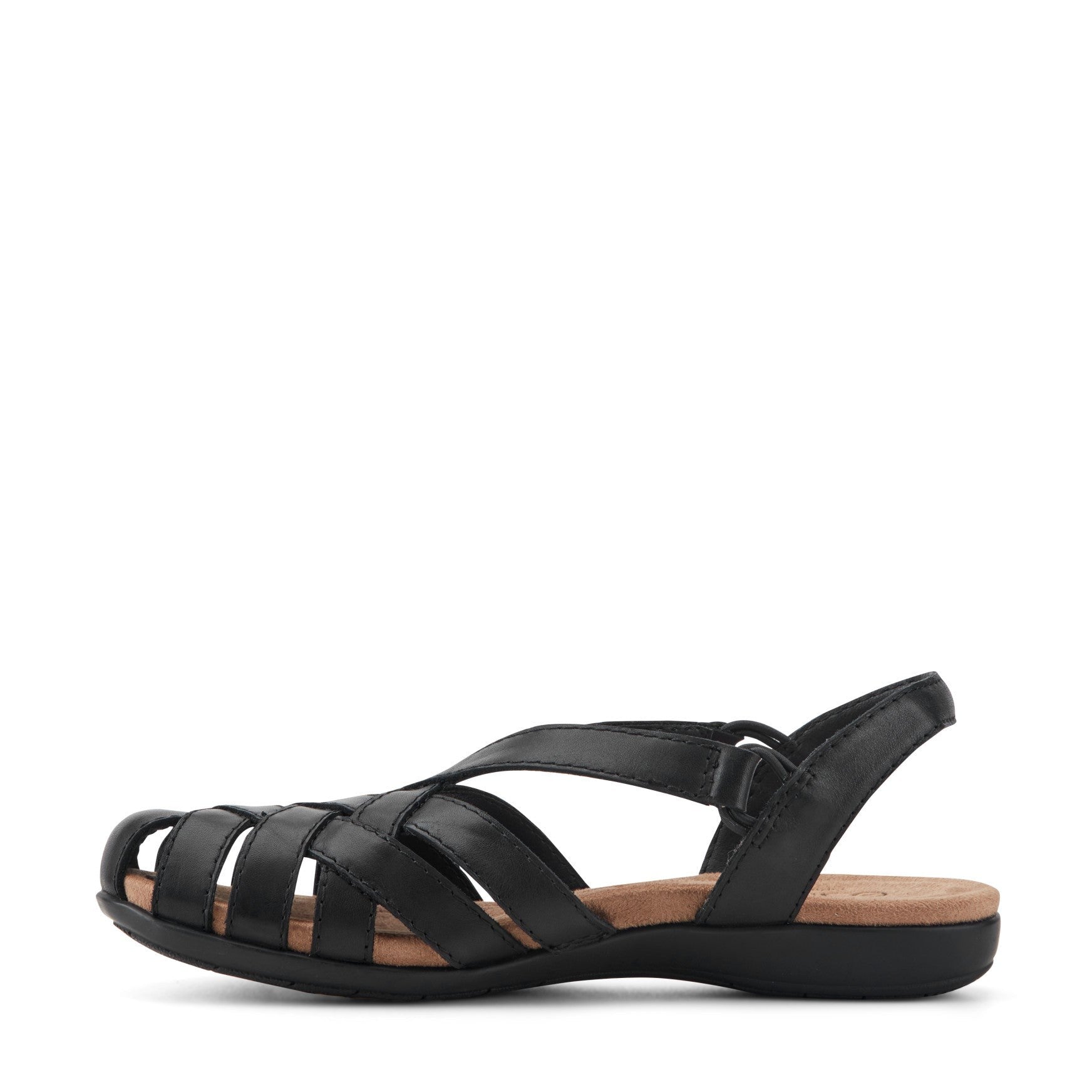 Earth Berri Woven Slip-On - Cushioned Arch Support Women's Sandal - Black Leather - 5