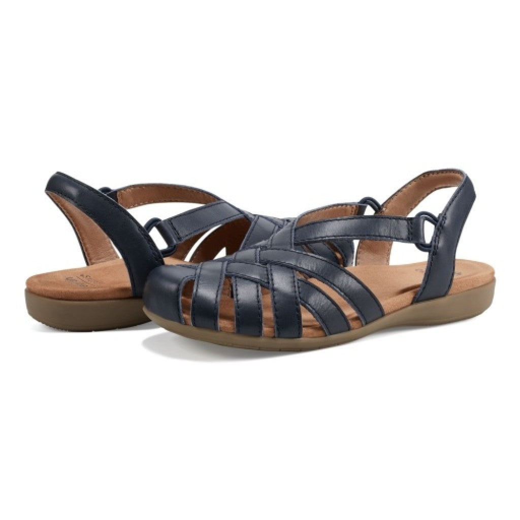 Earth Berri Woven Slip-On - Cushioned Arch Support Women's Sandal - Medium Blue - 7