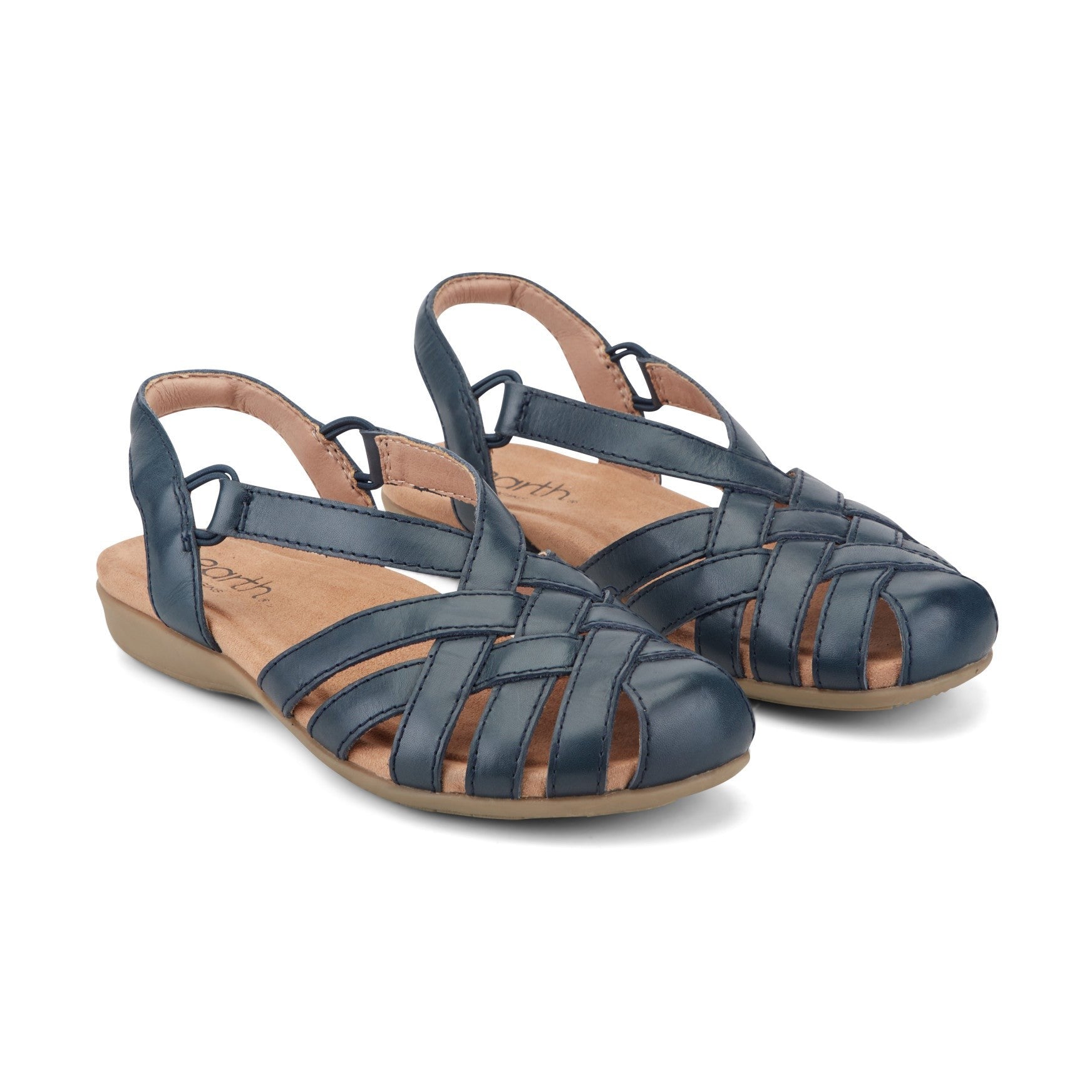 Earth Berri Woven Slip-On - Cushioned Arch Support Women's Sandal - Navy Leather - 2