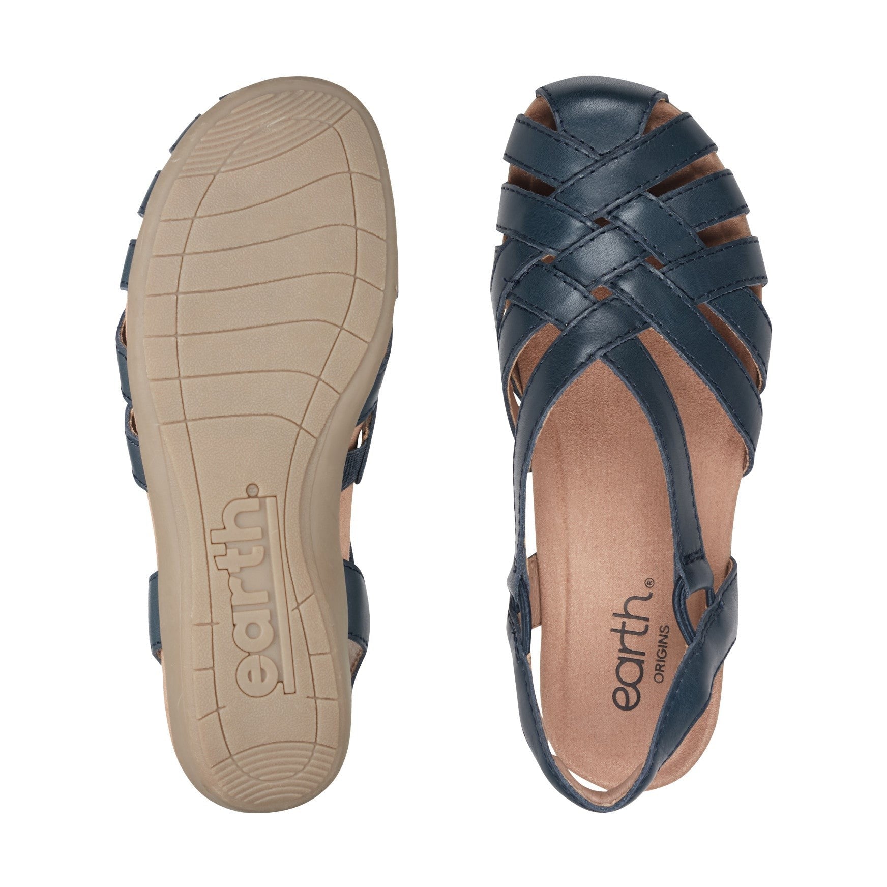 Earth Berri Woven Slip-On - Cushioned Arch Support Women's Sandal - Navy Leather - 6