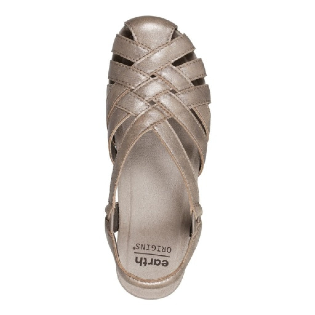 Earth Berri Woven Slip-On - Cushioned Arch Support Women's Sandal - Pewter - 6