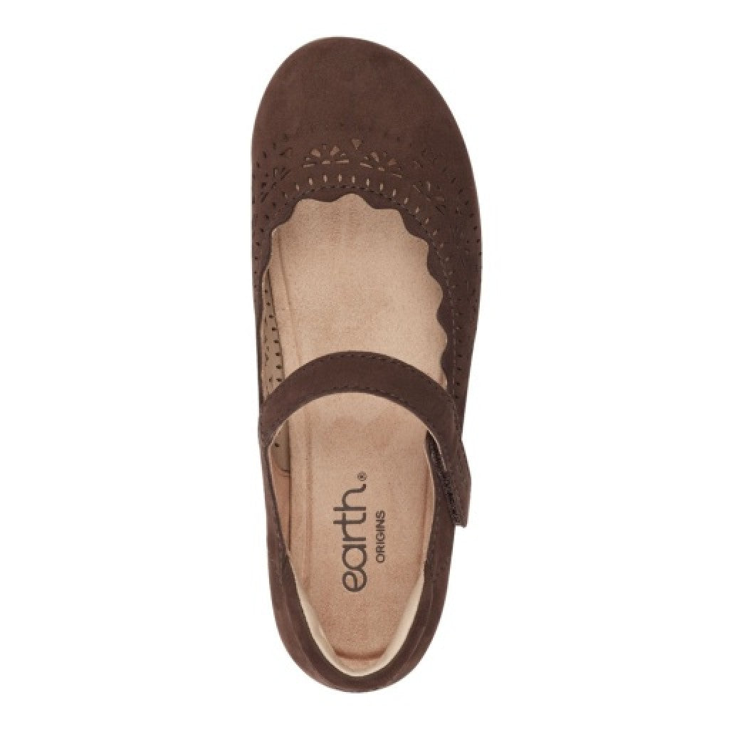 Earth Brady Round Toe Adjustable Strap Casual - Cushioned Arch Support Women's Slip-On Shoe - Dark Brown - 6