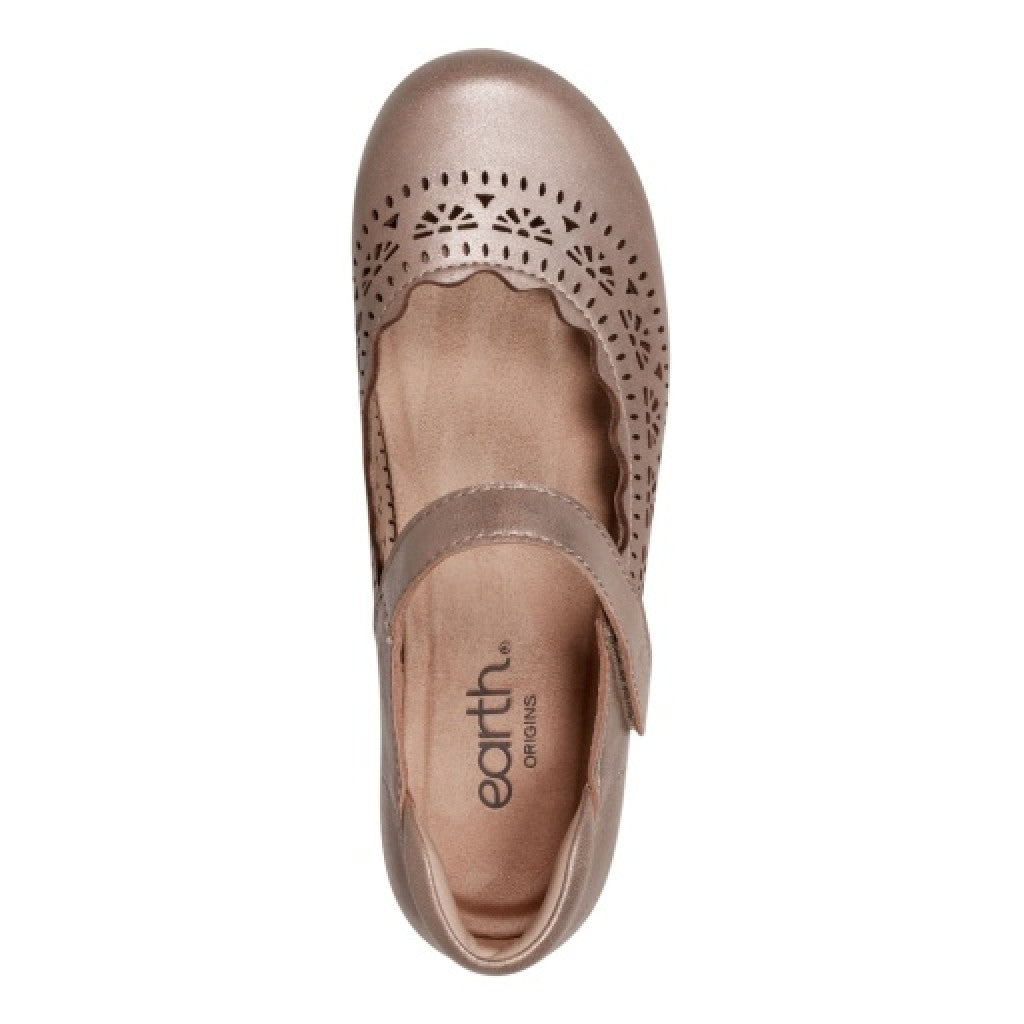 Earth Brady Round Toe Adjustable Strap Casual - Cushioned Arch Support Women's Slip-On Shoe - Pewter - 6