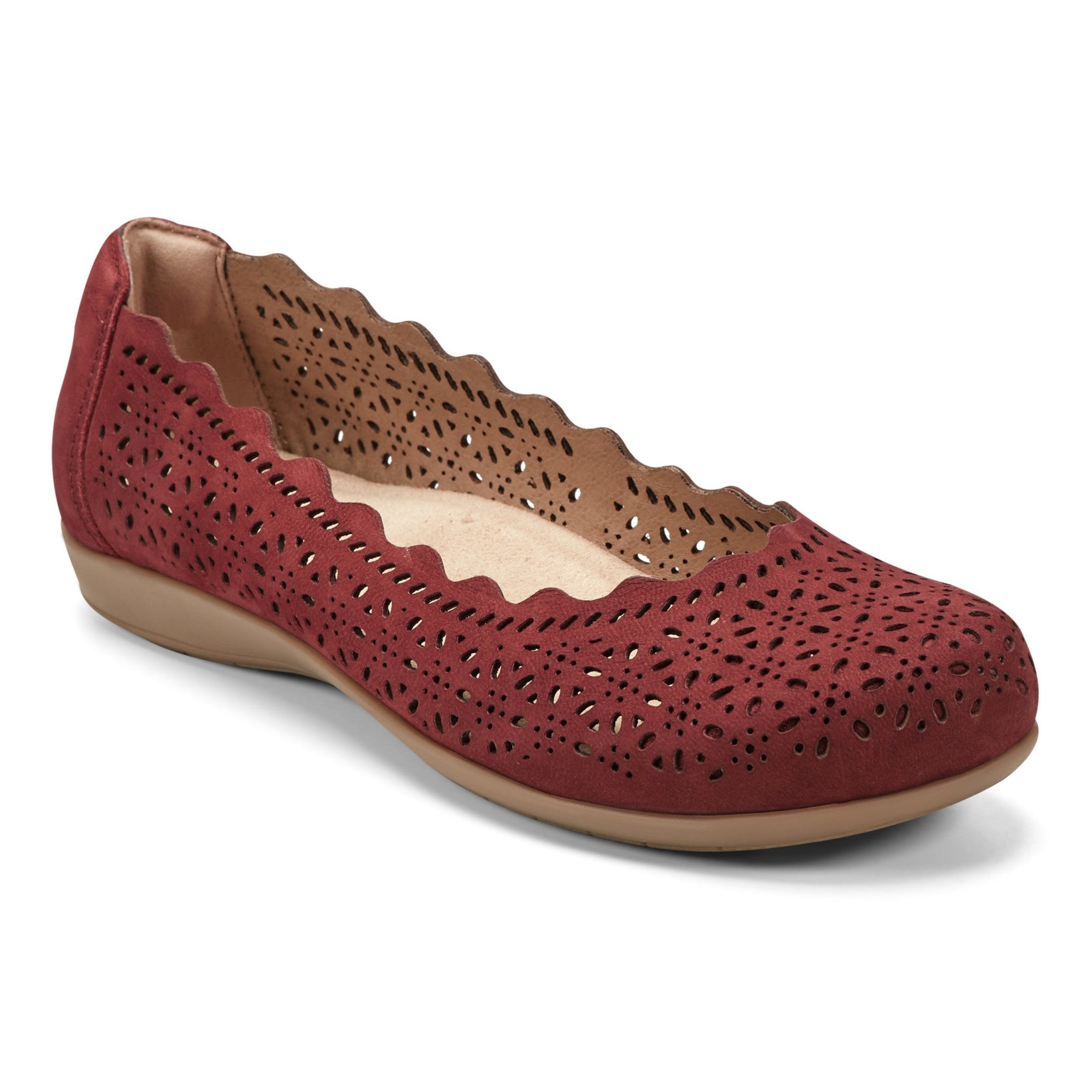 Earth Bria Cushioned Arch Support Slip-On Women's Ballet Flat - Dark Red Leather - 2