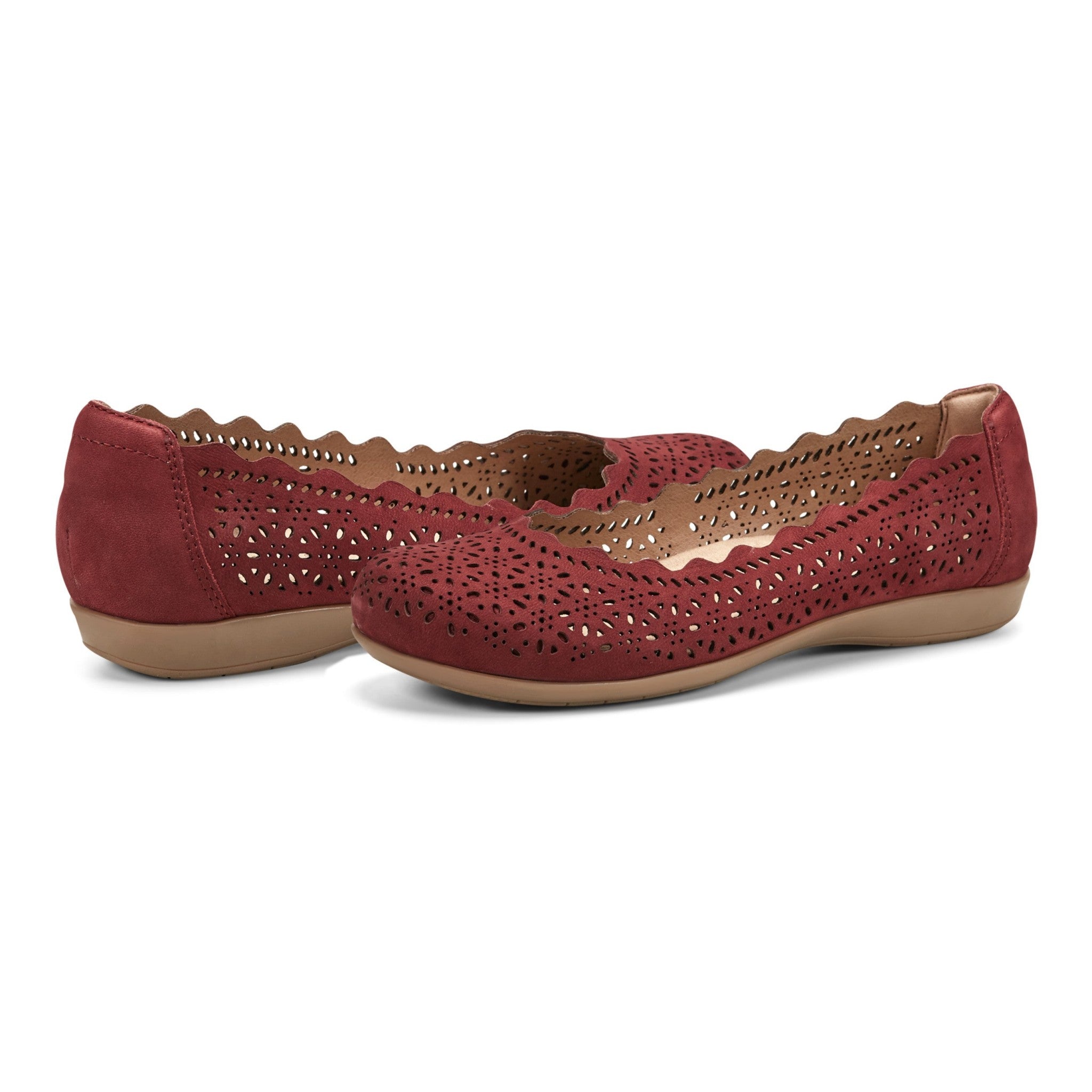 Earth Bria Cushioned Arch Support Slip-On Women's Ballet Flat - Dark Red Leather - 7
