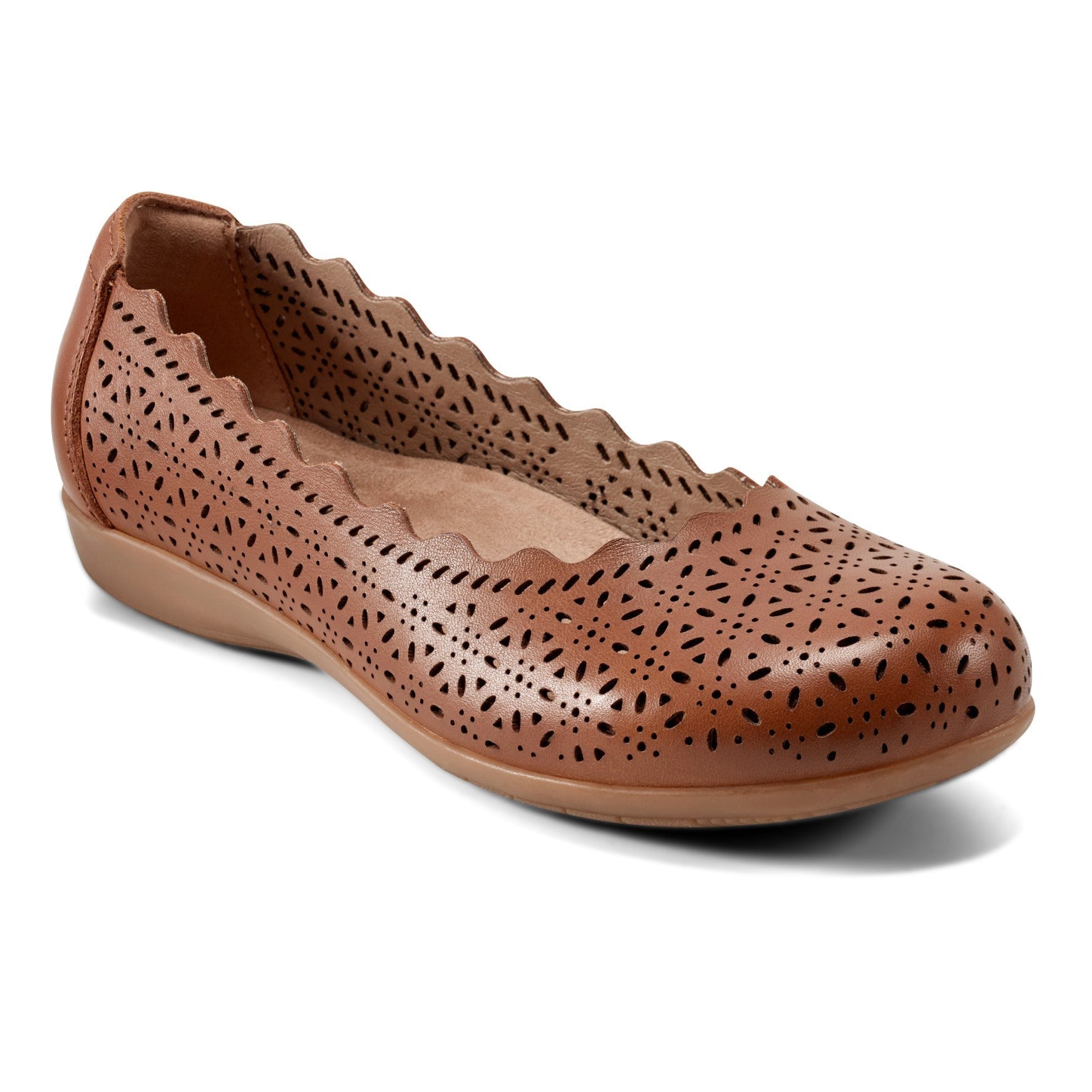 Earth Bria Cushioned Arch Support Slip-On Women's Ballet Flat - Medium Brown Leather - 2