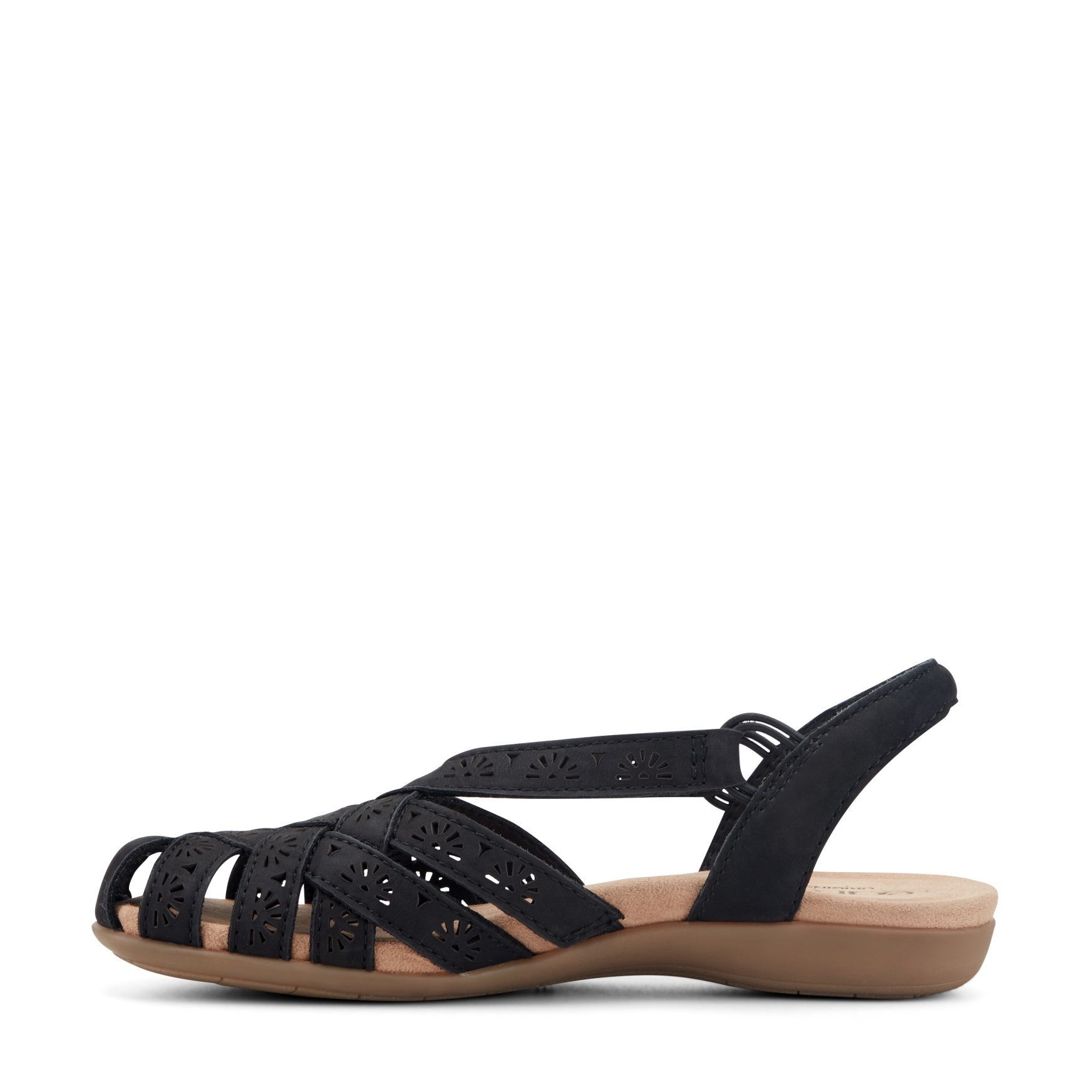 Earth Briel Cushioned Arch Support Slingback Flat Women's Casual Shoe - Black Leather - 4