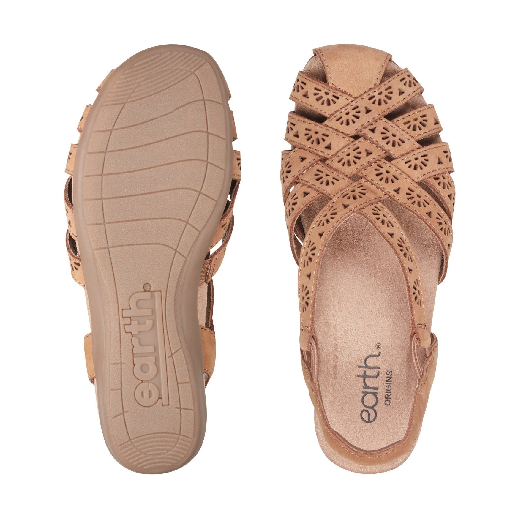 Earth Briel Cushioned Arch Support Slingback Flat Women's Casual Shoe - Dark Natural Leather - 5