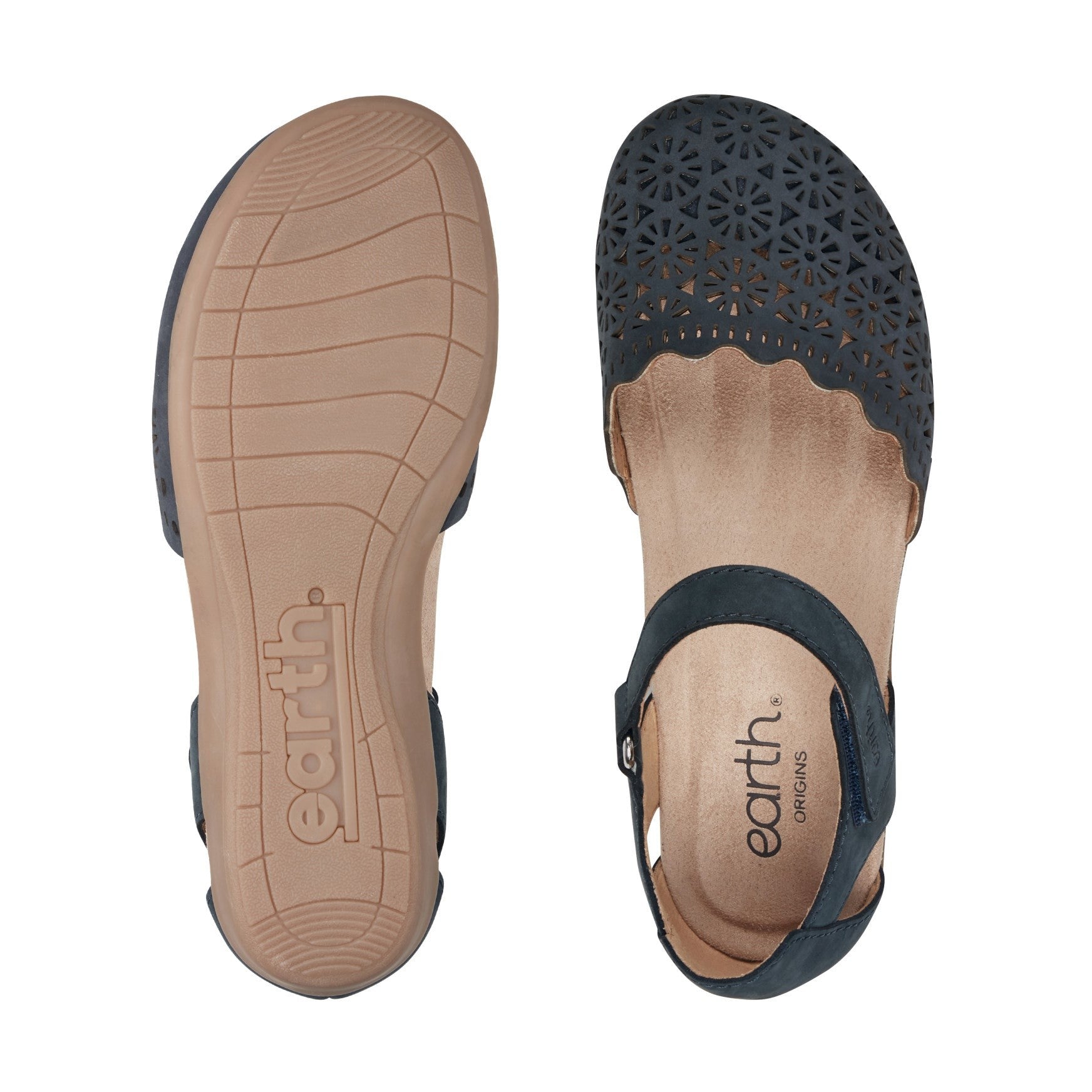 Earth Bronnie Casual Slip-On Perforated Cushioned Arch Support Women's Slip-On - Navy Leather - 6