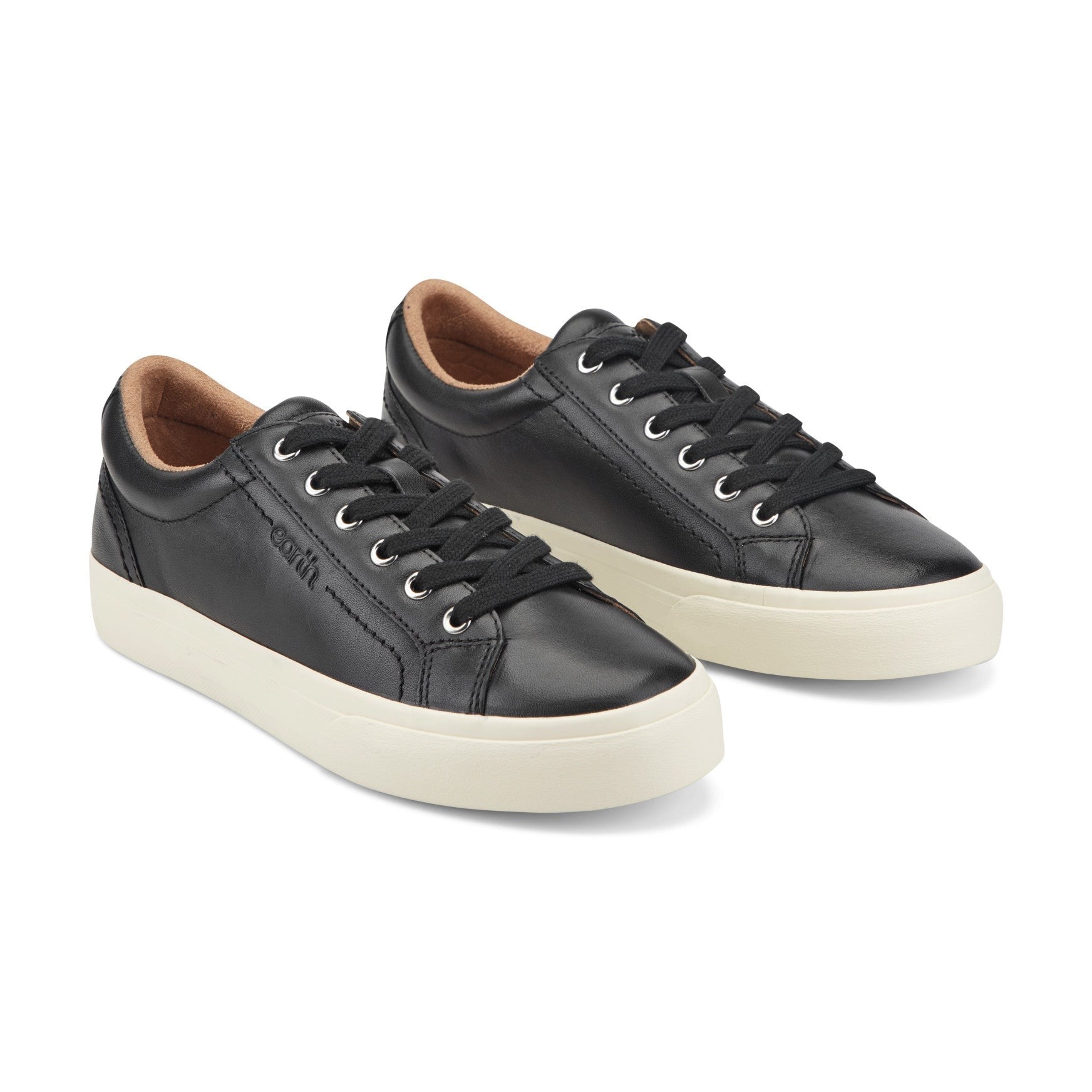Earth Dailey Leather Lace-Up Casual Cushioned Comfort Sneaker Women's Sneaker - Black Leather - 2