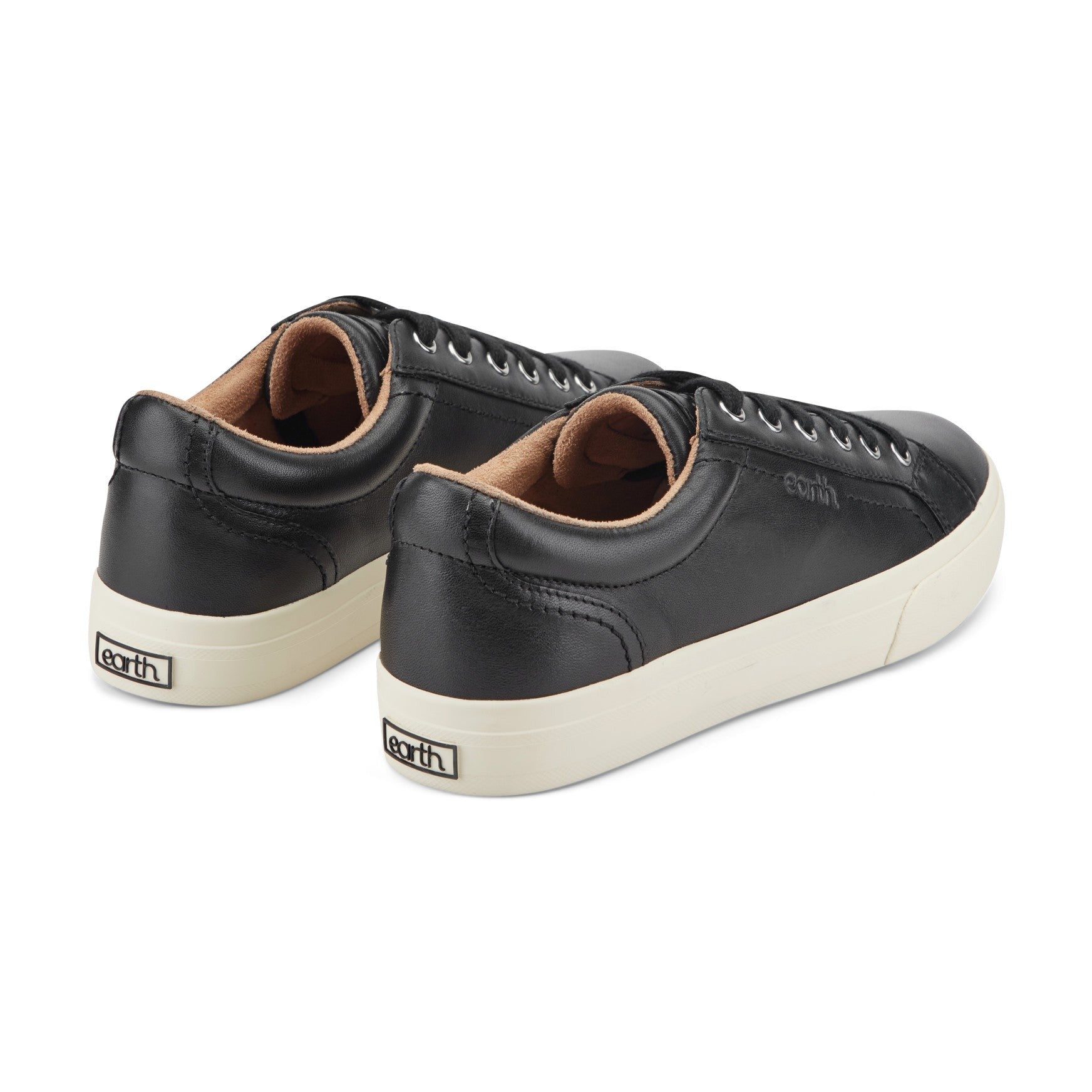 Earth Dailey Leather Lace-Up Casual Cushioned Comfort Sneaker Women's Sneaker - Black Leather - 3