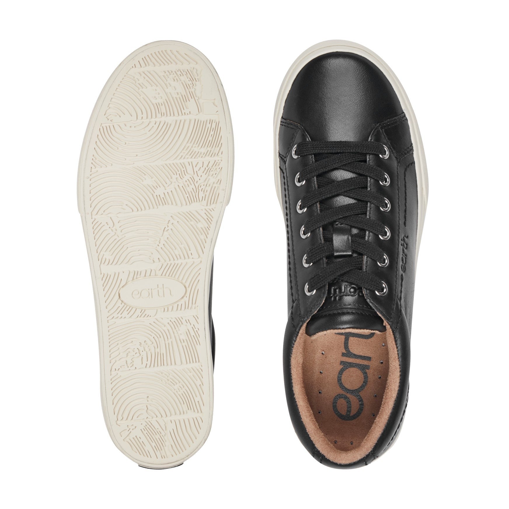 Earth Dailey Leather Lace-Up Casual Cushioned Comfort Sneaker Women's Sneaker - Black Leather - 5
