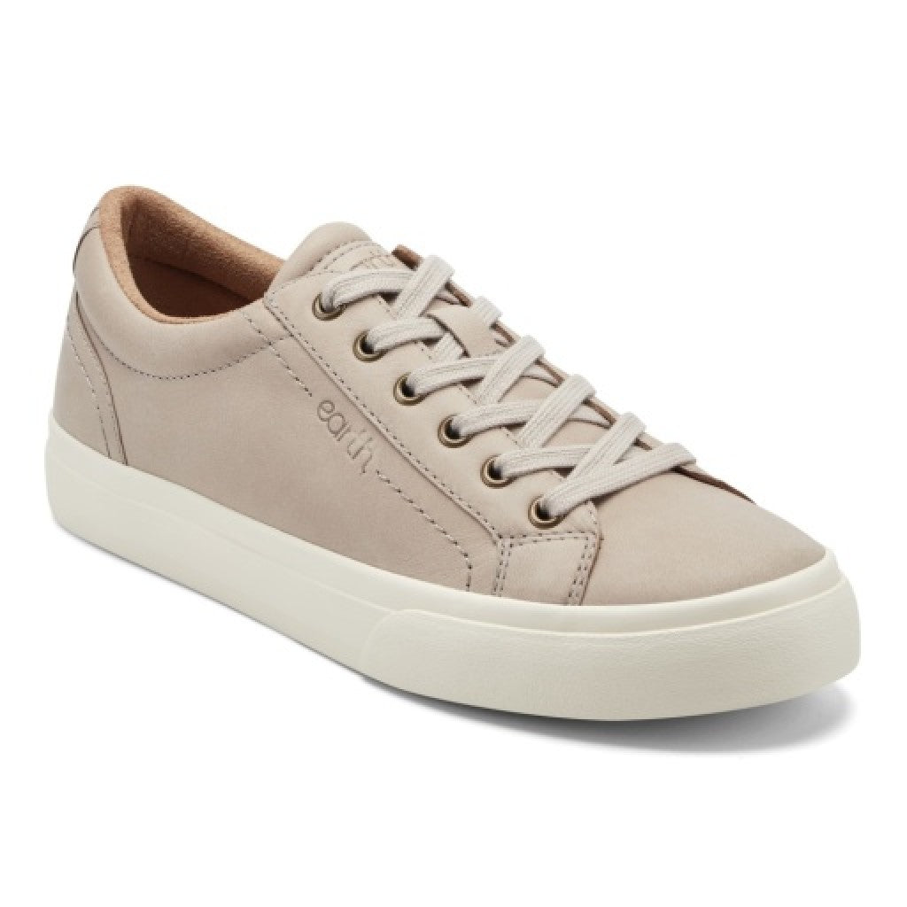 Earth Dailey Leather Lace-Up Casual Cushioned Comfort Sneaker Women's Sneaker - Light Gray - 1