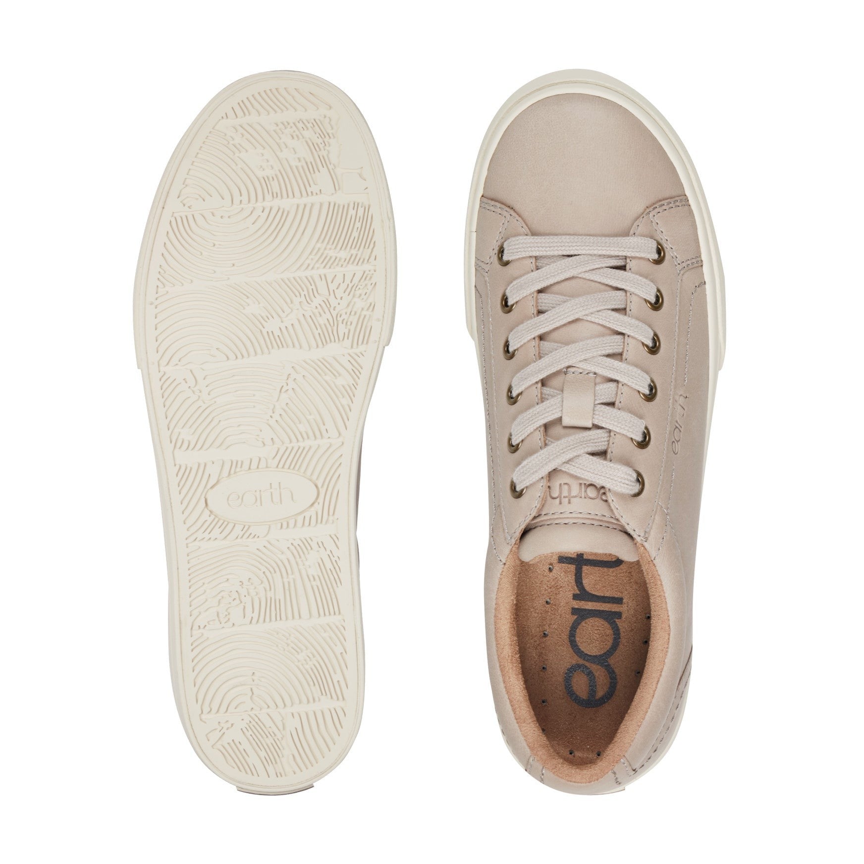 Earth Dailey Leather Lace-Up Casual Cushioned Comfort Sneaker Women's Sneaker - Light Grey Leather - 5