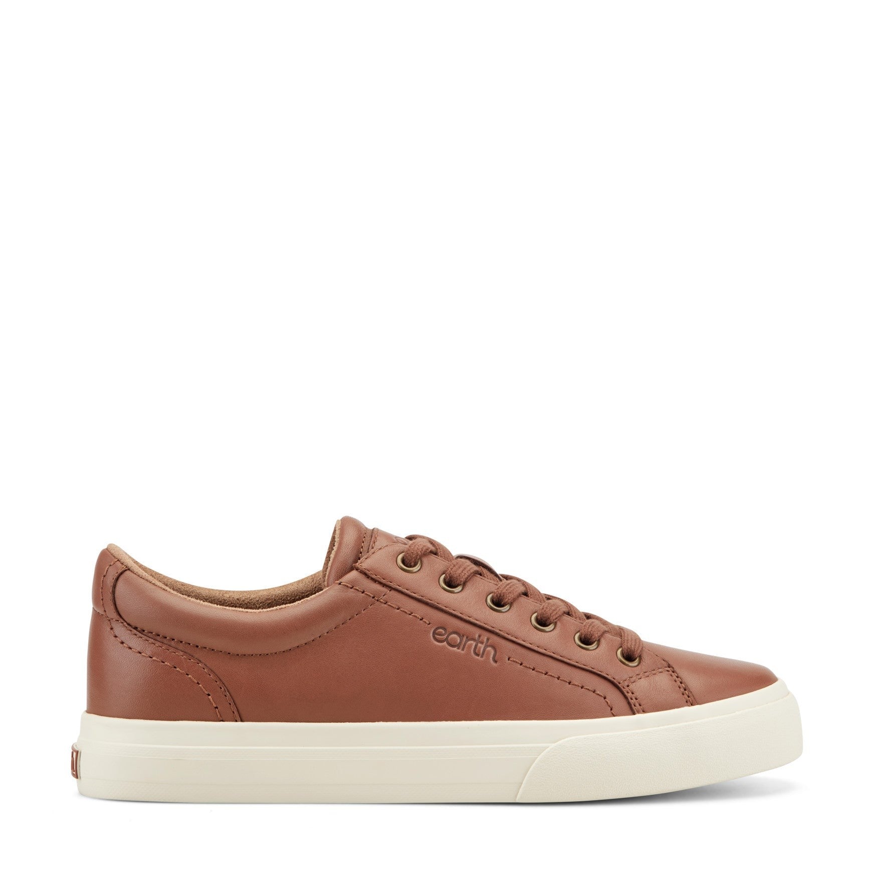 Earth Dailey Leather Lace-Up Casual Cushioned Comfort Sneaker Women's Sneaker - Medium Brown Leather - 1